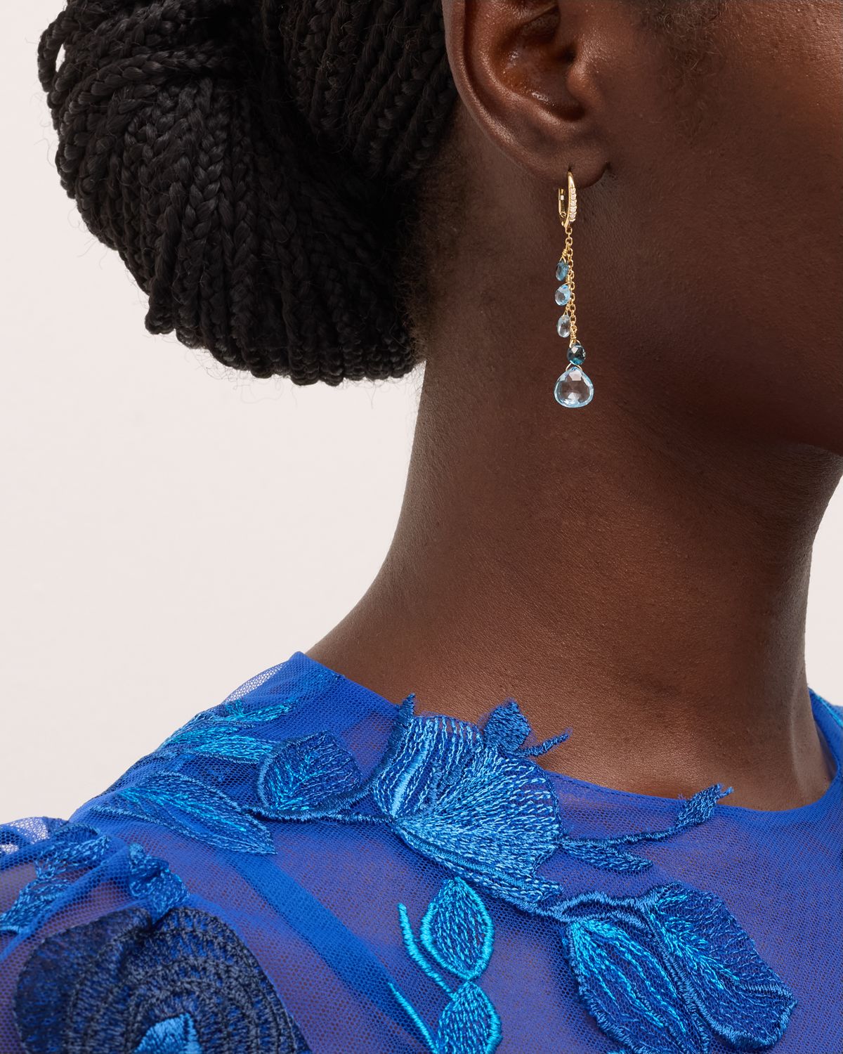 Marco Bicego 18K Yellow Gold Single-Strand Topaz Earrings with Diamond Accent