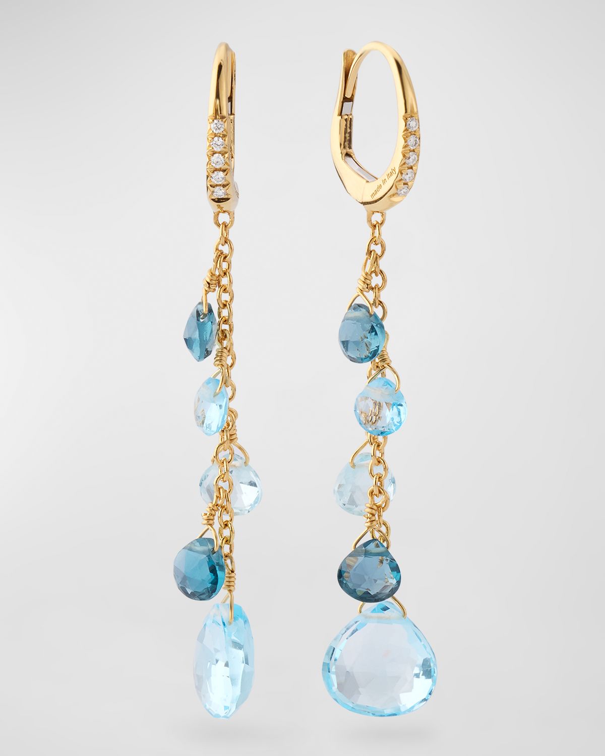 Marco Bicego 18K Yellow Gold Single-Strand Topaz Earrings with Diamond Accent
