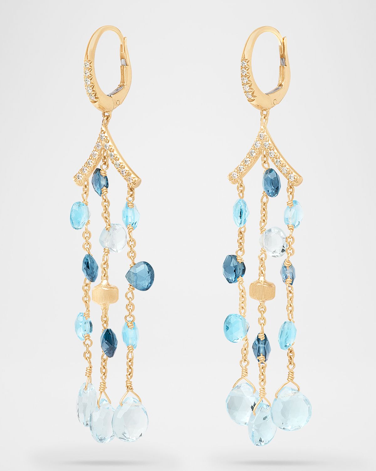 Marco Bicego 18K Yellow Gold Mixed Topaz Three-Strand Chandelier Earrings