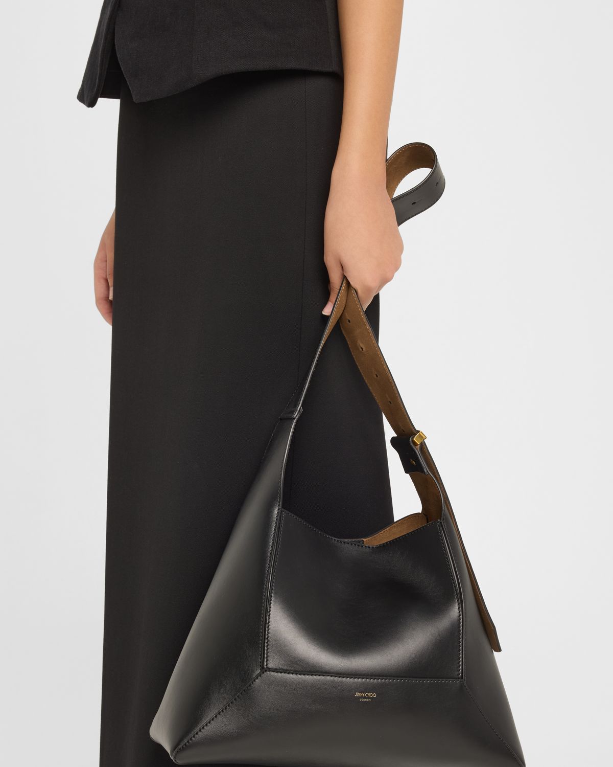 Jimmy Choo Medium Diamond Black Leather Hobo Bag