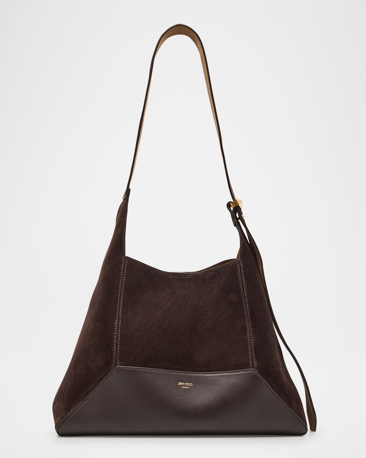 Jimmy Choo Medium Diamond Brown Suede & Leather Hobo Bag