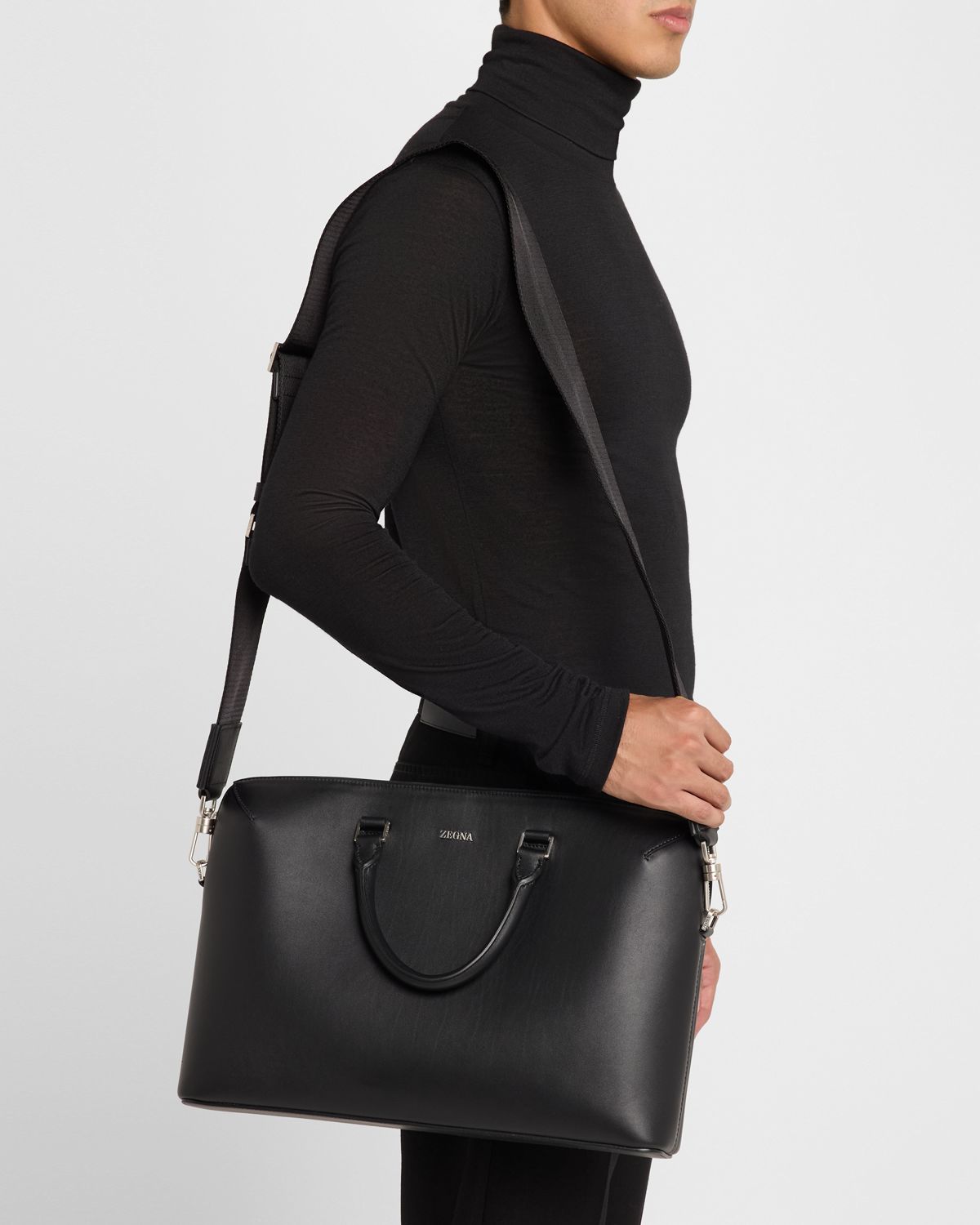 ZEGNA Men 's Leather Business Briefcase