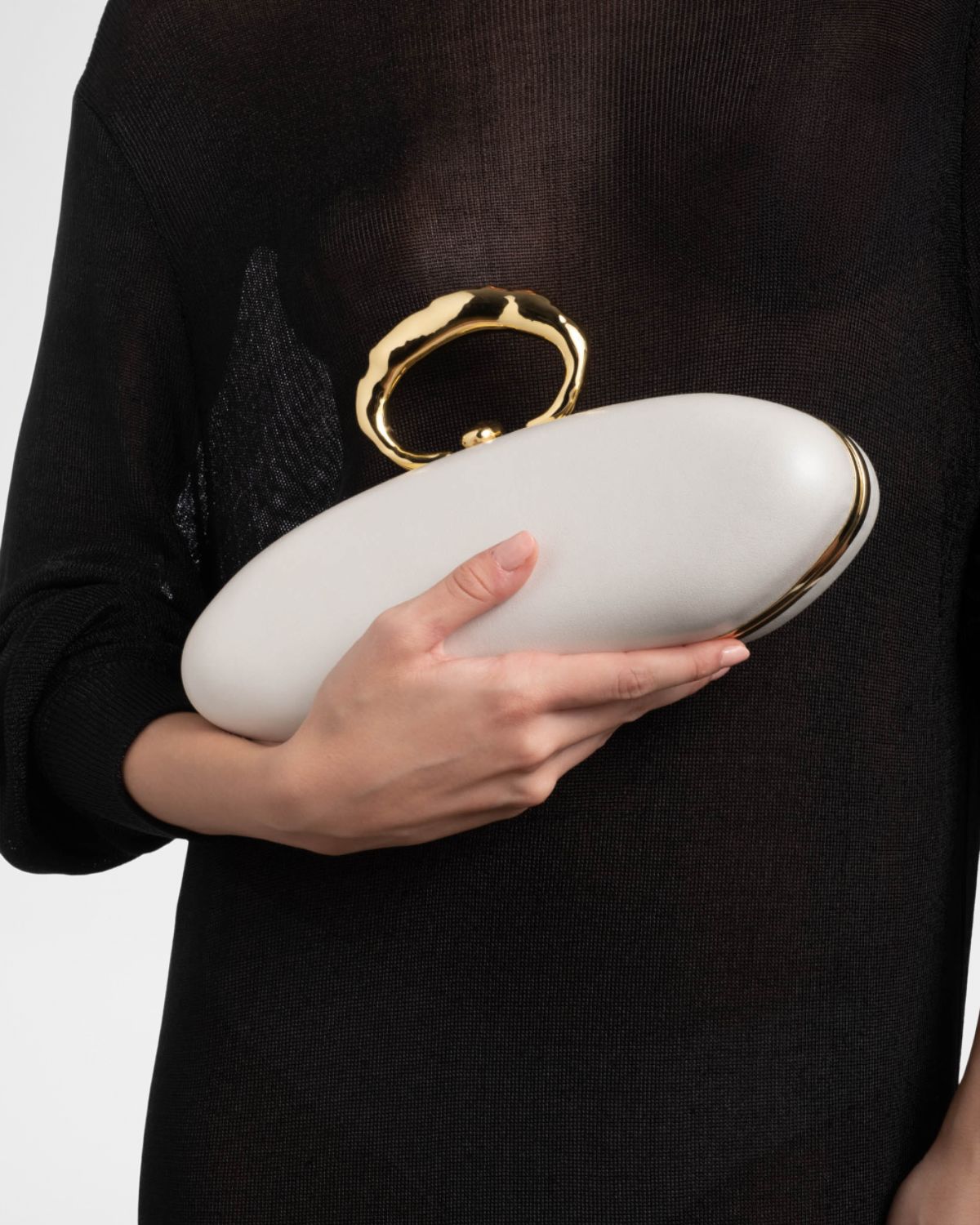 Alexis Bittar Molten Ring Bullet Leather Clutch Bag