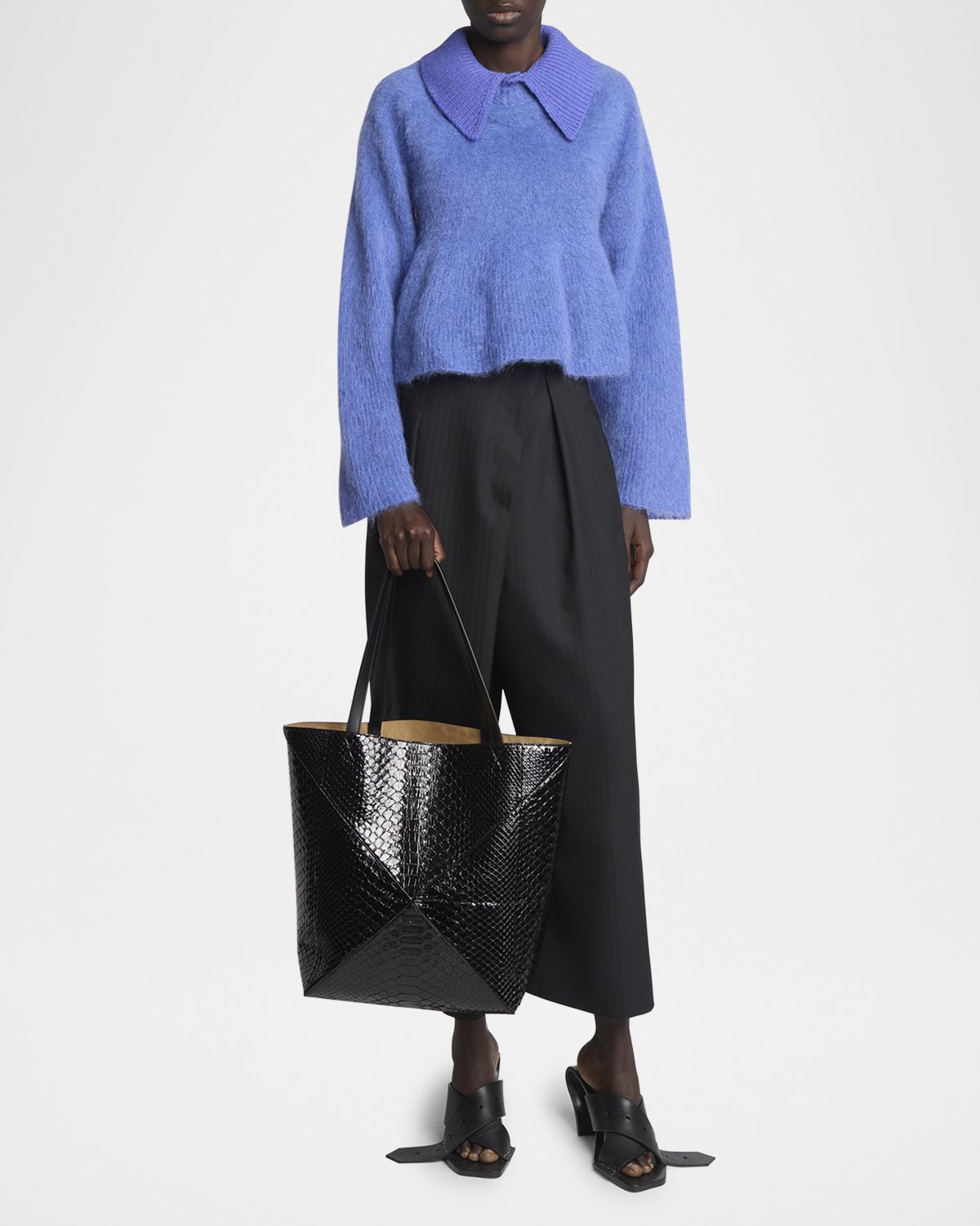 Loewe Puzzle Fold Large Patent Python-Embossed Tote Bag