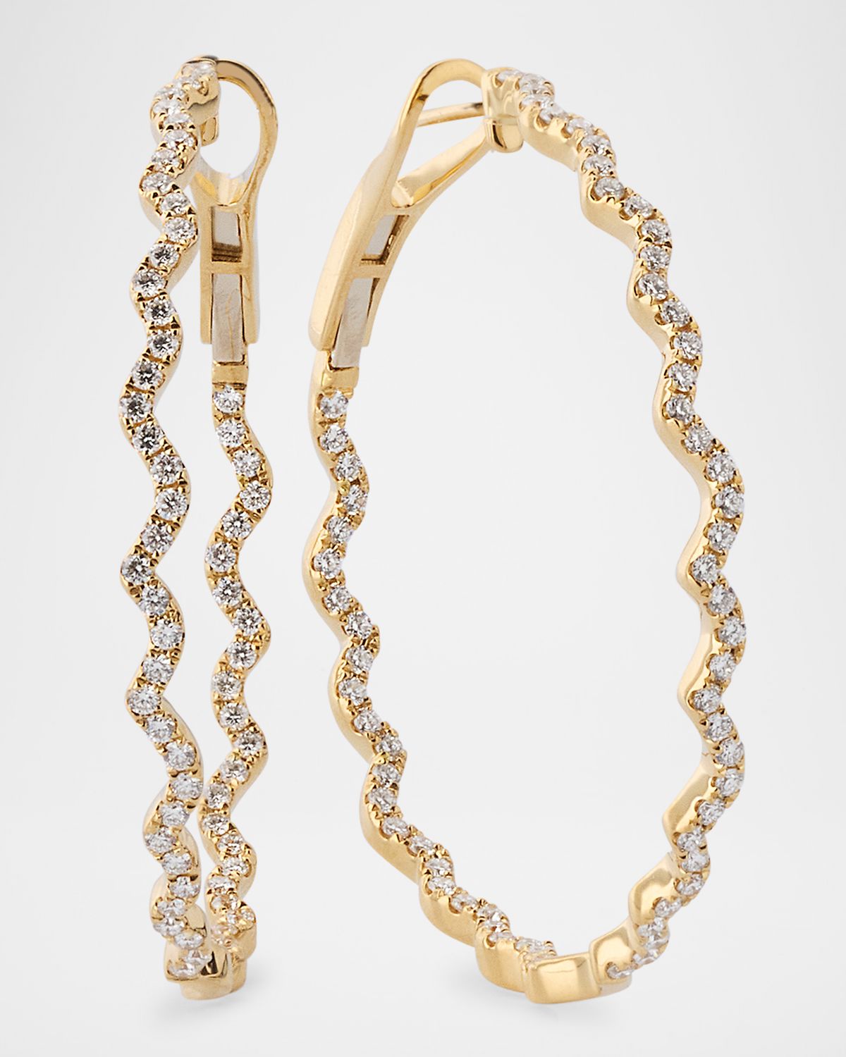 Graziela Gems 18K Yellow Gold Rio Inside-Out Diamond Hoop Earrings