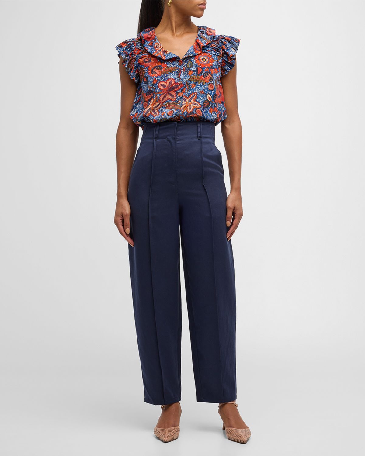 Ulla Johnson Ivette Floral-Print Ruffle Silk Top