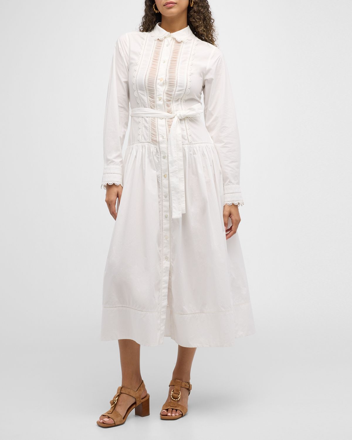 Ulla Johnson Ariane Embroidered Long-Sleeve Shirtdress