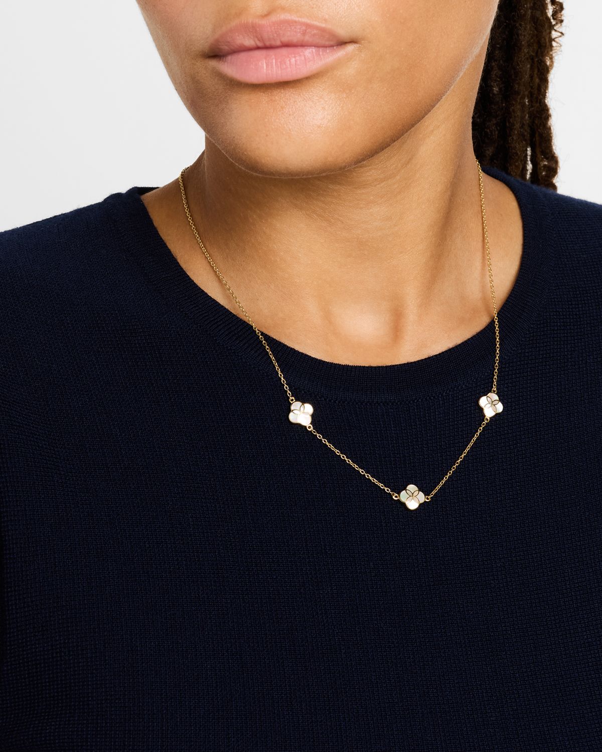 Jan Leslie Triple Petal Gemstone Station Necklace