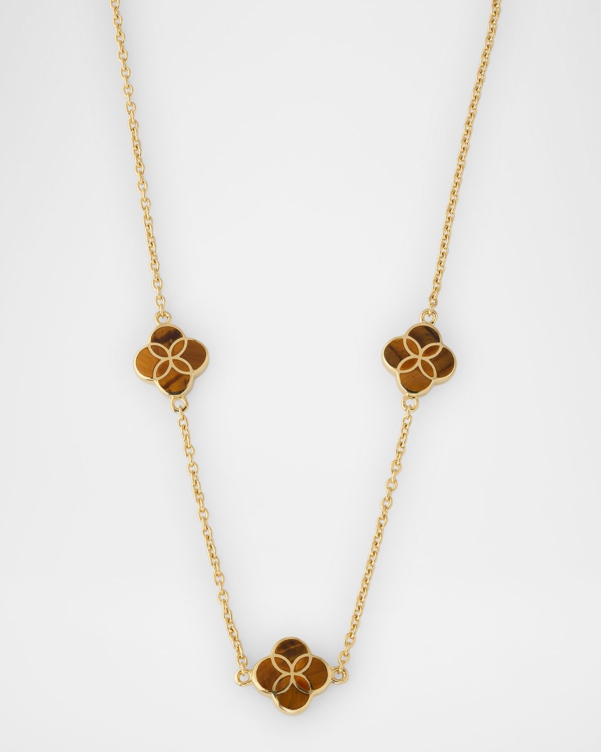 Jan Leslie Triple Petal Gemstone Station Necklace