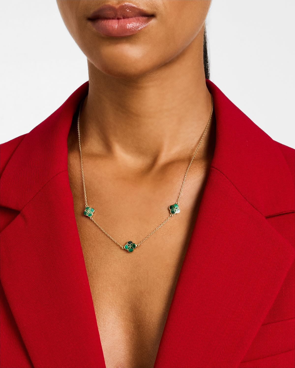 Jan Leslie Triple Petal Gemstone Station Necklace