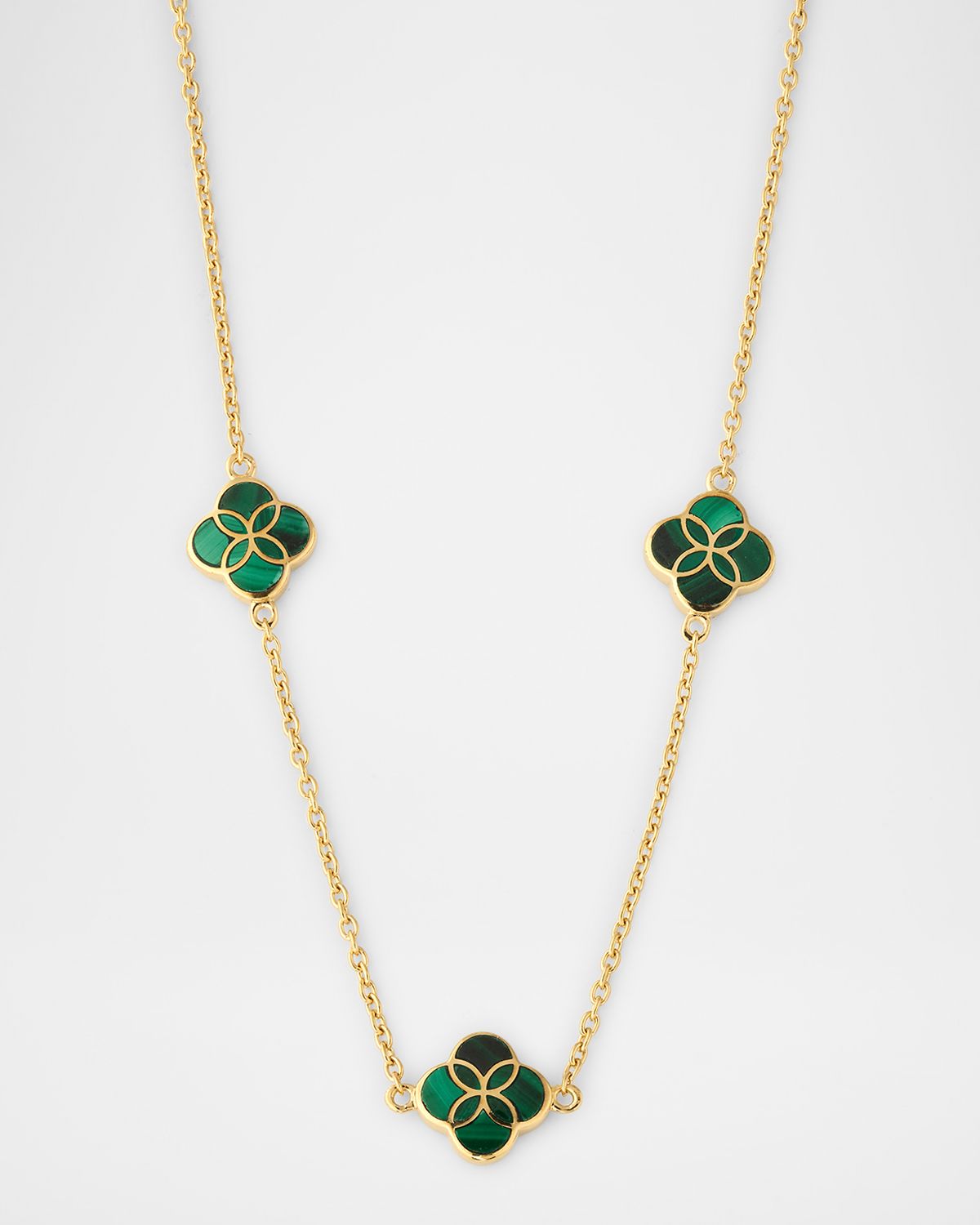 Jan Leslie Triple Petal Gemstone Station Necklace