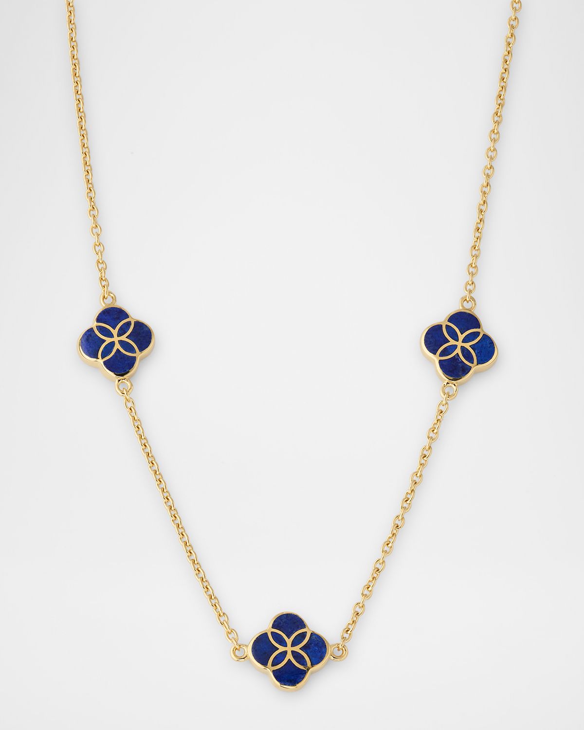 Jan Leslie Triple Petal Gemstone Station Necklace
