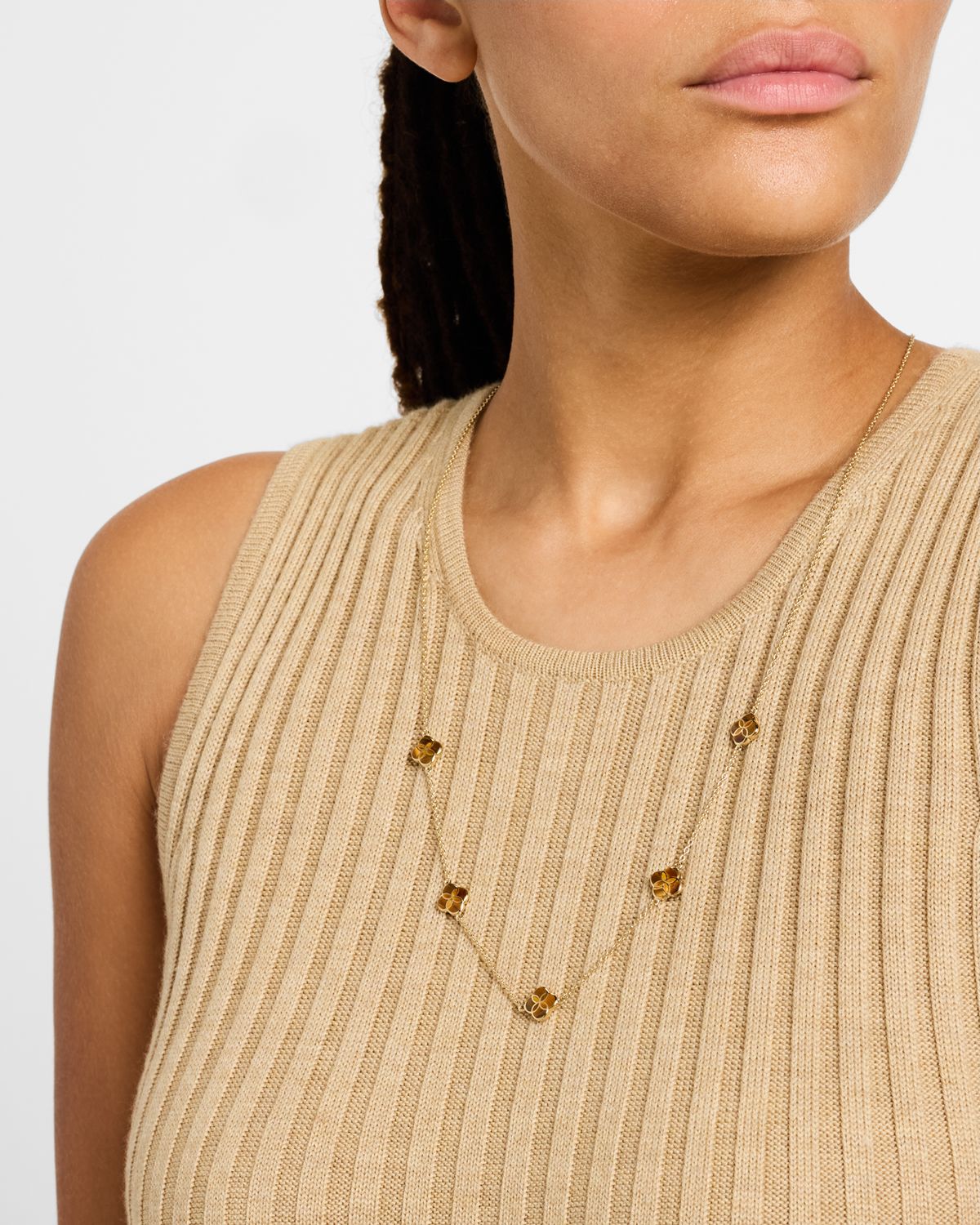 Jan Leslie Five Petal Gemstone Station Necklace