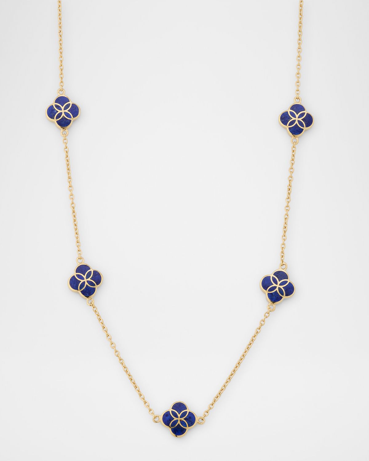 Jan Leslie Five Petal Gemstone Station Necklace