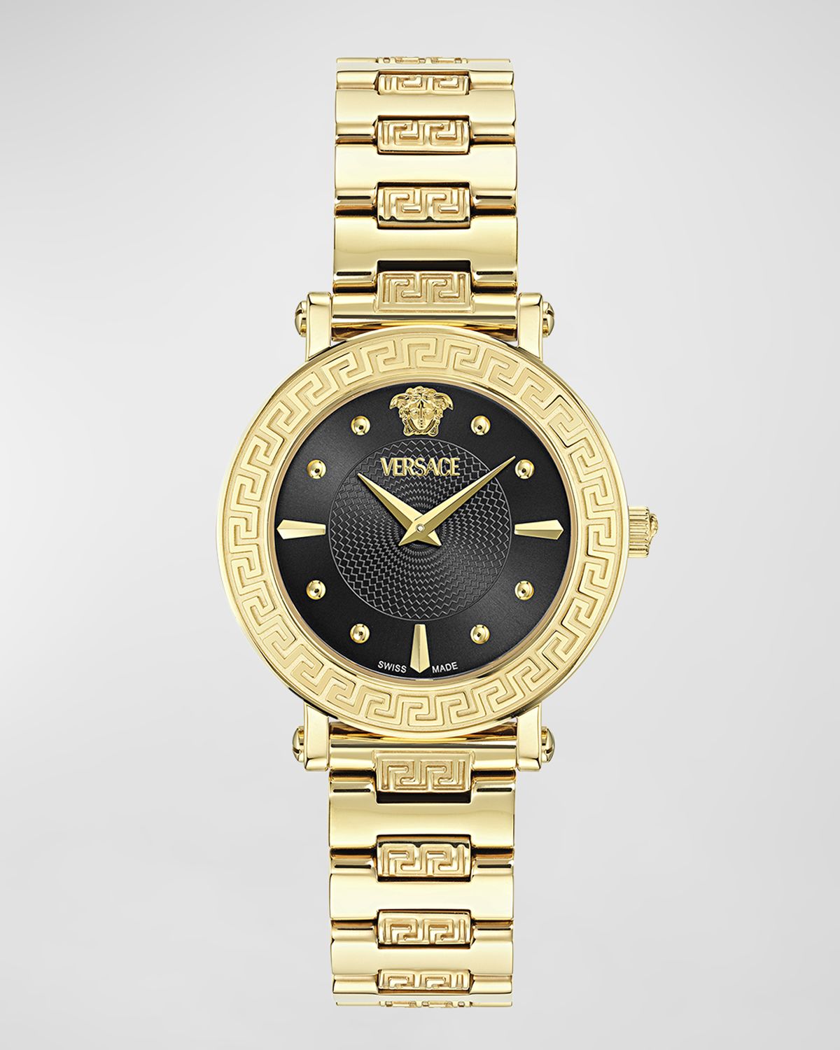 Versace 35mm Greca Sphere Watch with Bracelet Strap, Gold/Black | Thumbnail 6