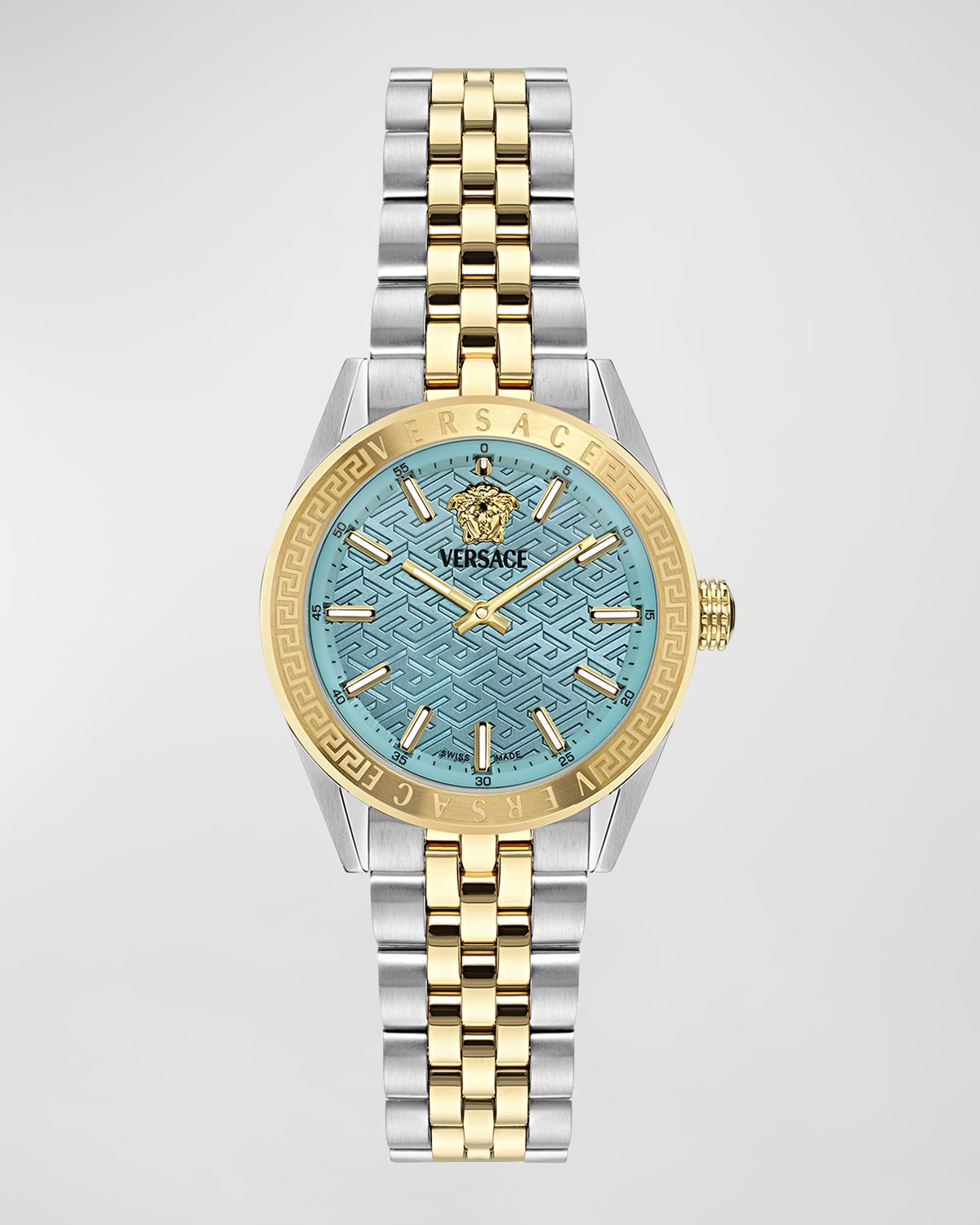 Versace 36mm V-Code Watch with Bracelet Strap, Two Tone