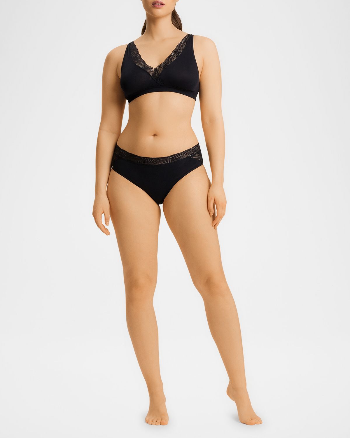 Hanro Cotton Delight Lace-Trim High-Cut Briefs