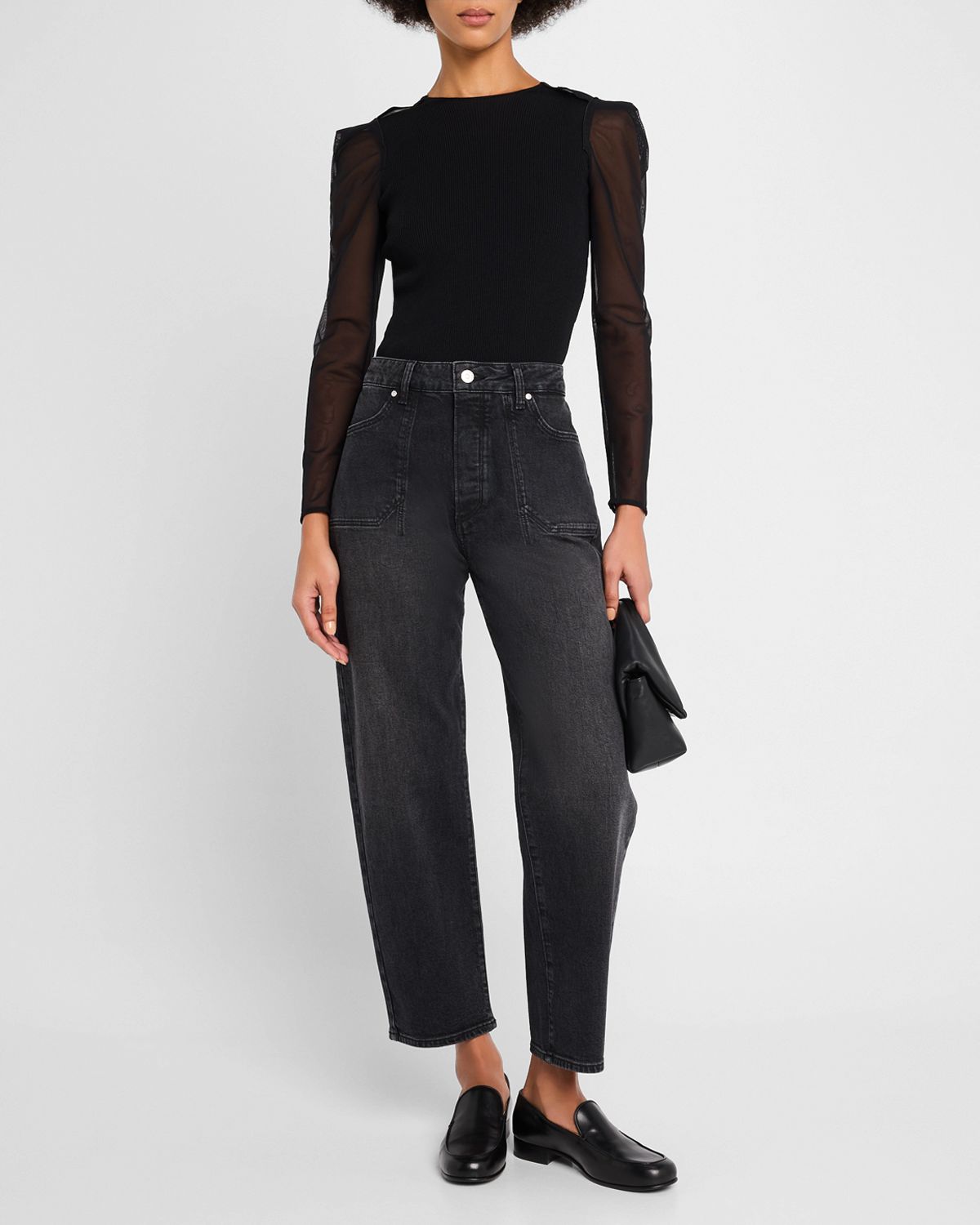 PAIGE Alexis Straight Ankle Button-Fly Jeans
