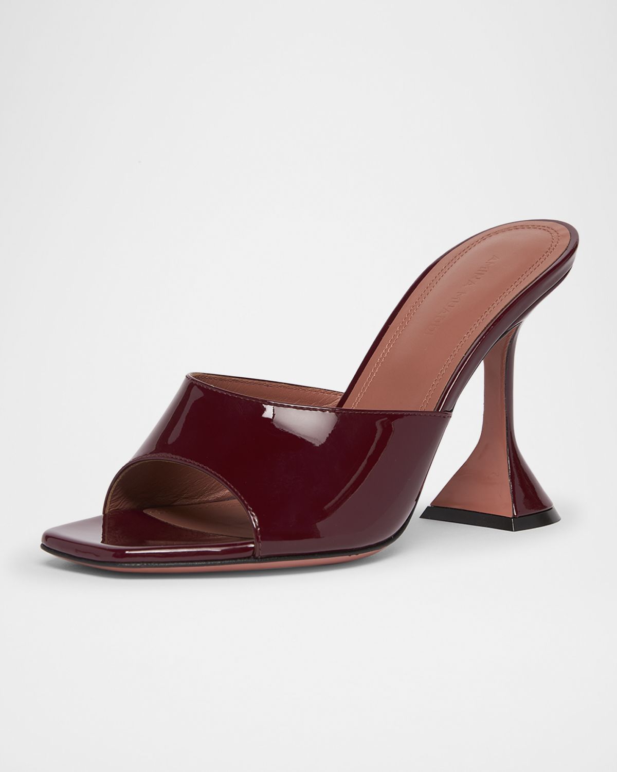 Amina Muaddi Lupita Patent Pedestal Mule Sandals