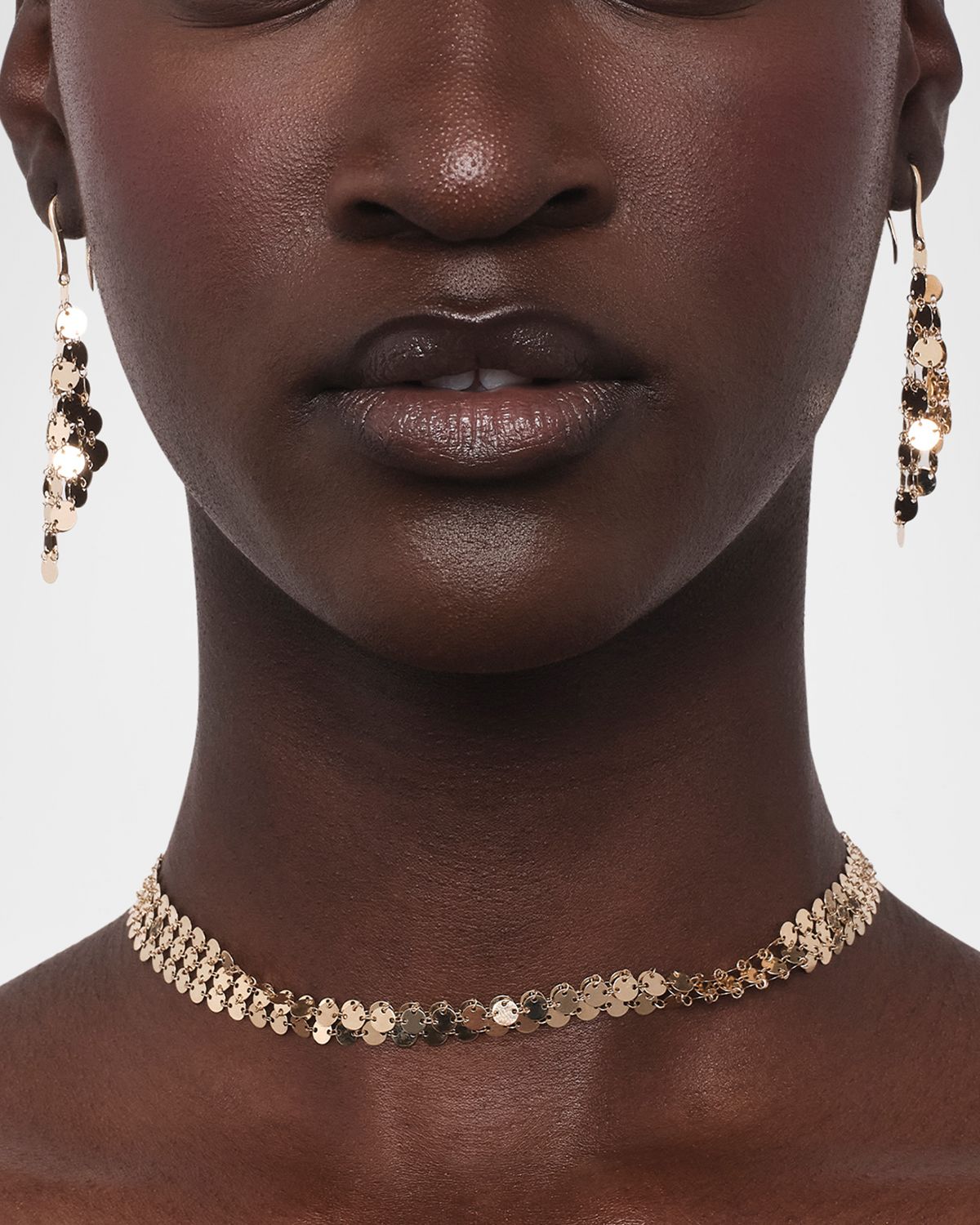 LANA 14K Gold Laser Chainmail 3-Row Necklace