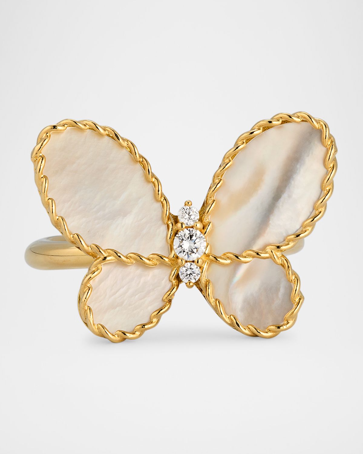 Roberto Coin 18K Yellow Gold Jasmine Diamond and MOP Butterfly Ring