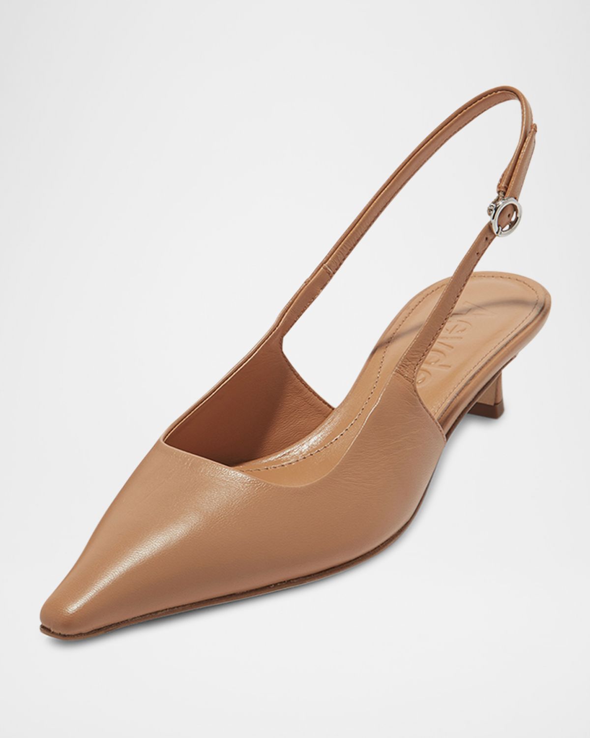 Aeyde Catrina Leather Kitten-Heel Slingback Pumps