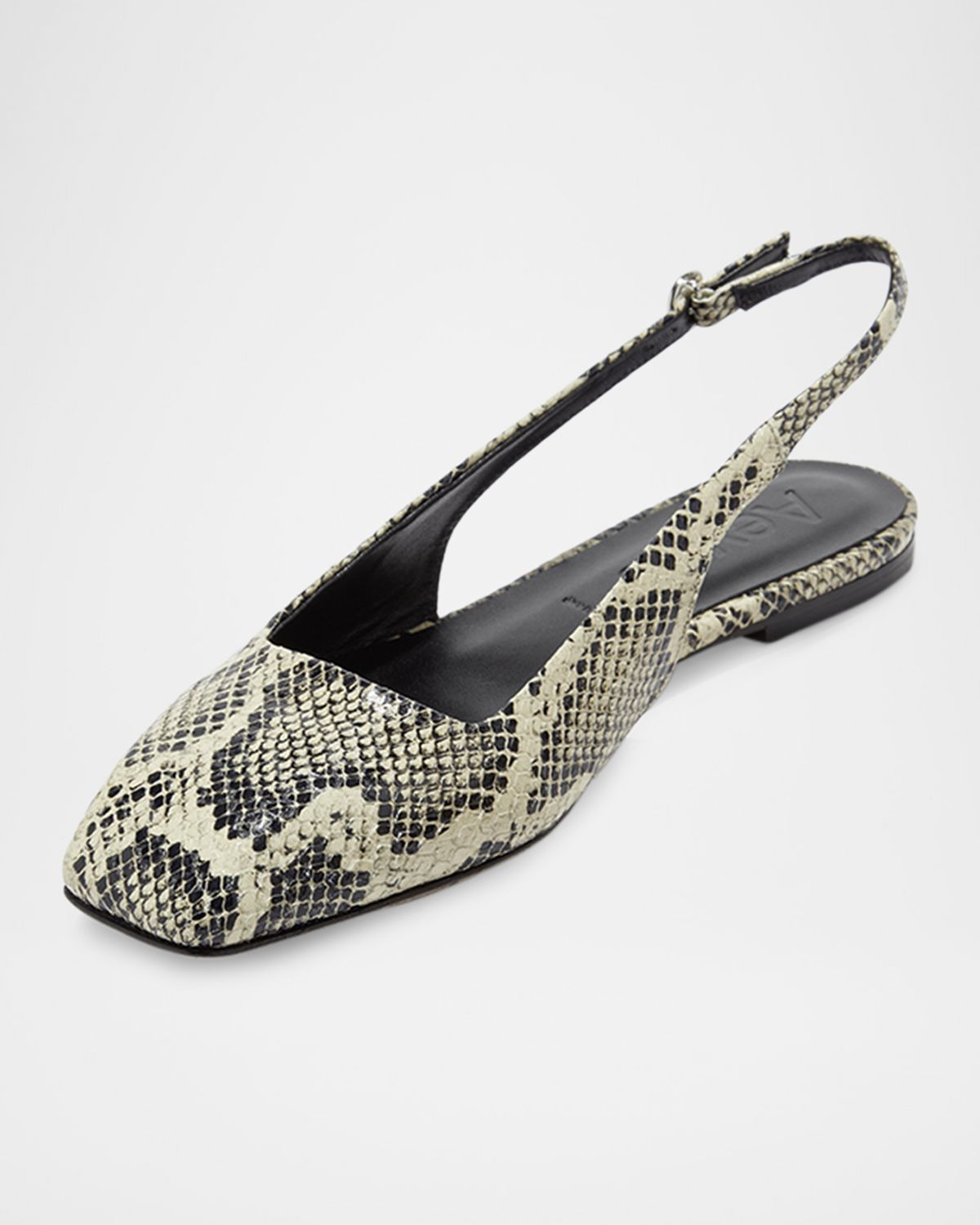 Aeyde Geraldine Snake-Embossed Slingback Flats
