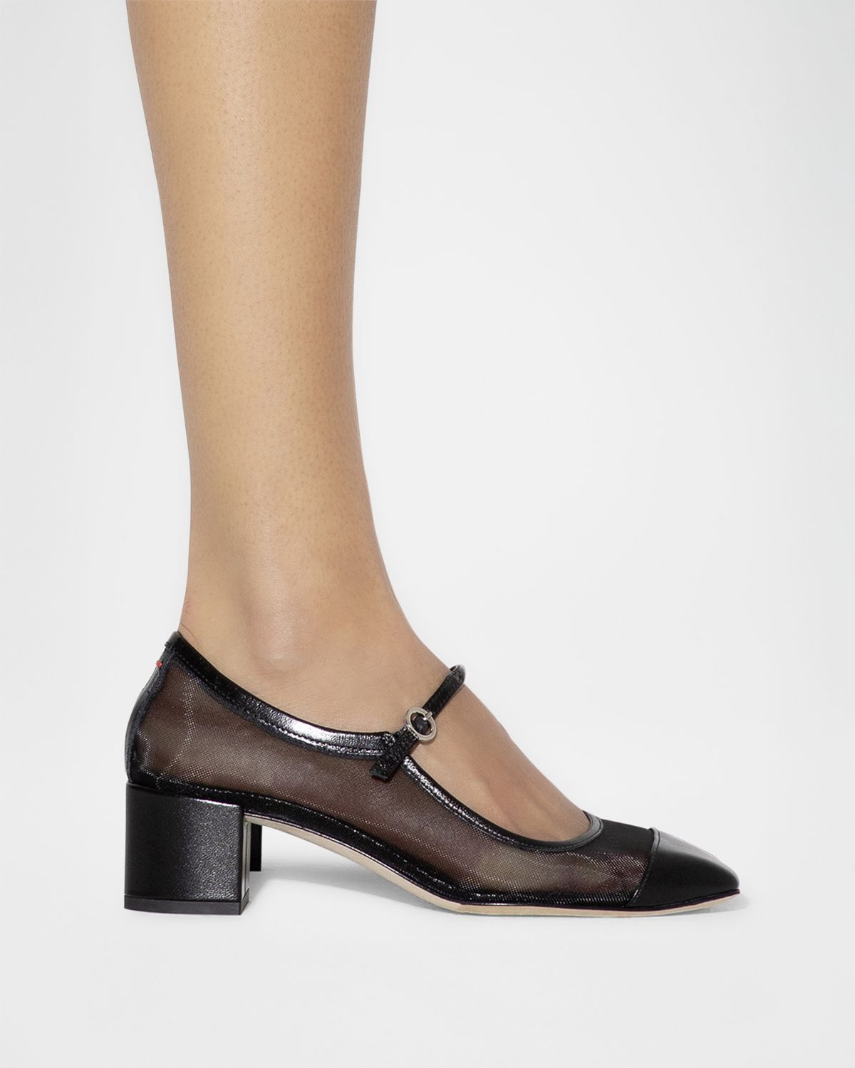 Aeyde Aline Mesh Square-Toe Mary Jane Pumps