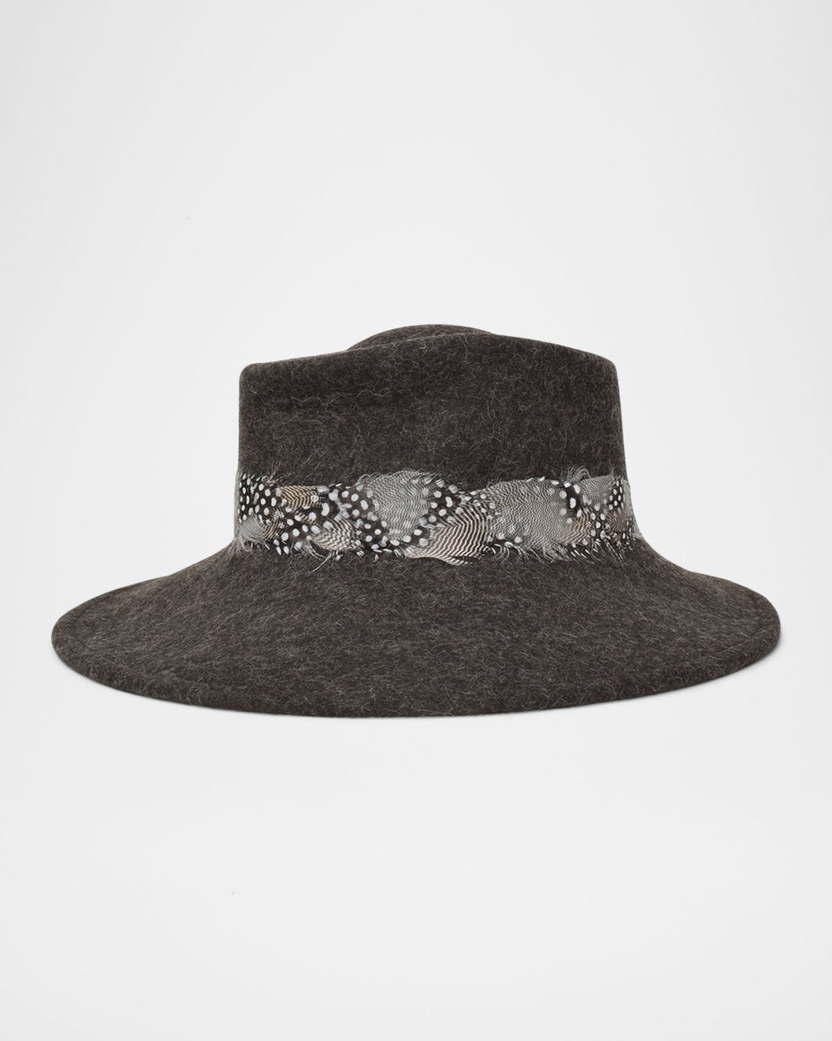 Gigi Burris Merle Wool Fedora Hat with Feathers