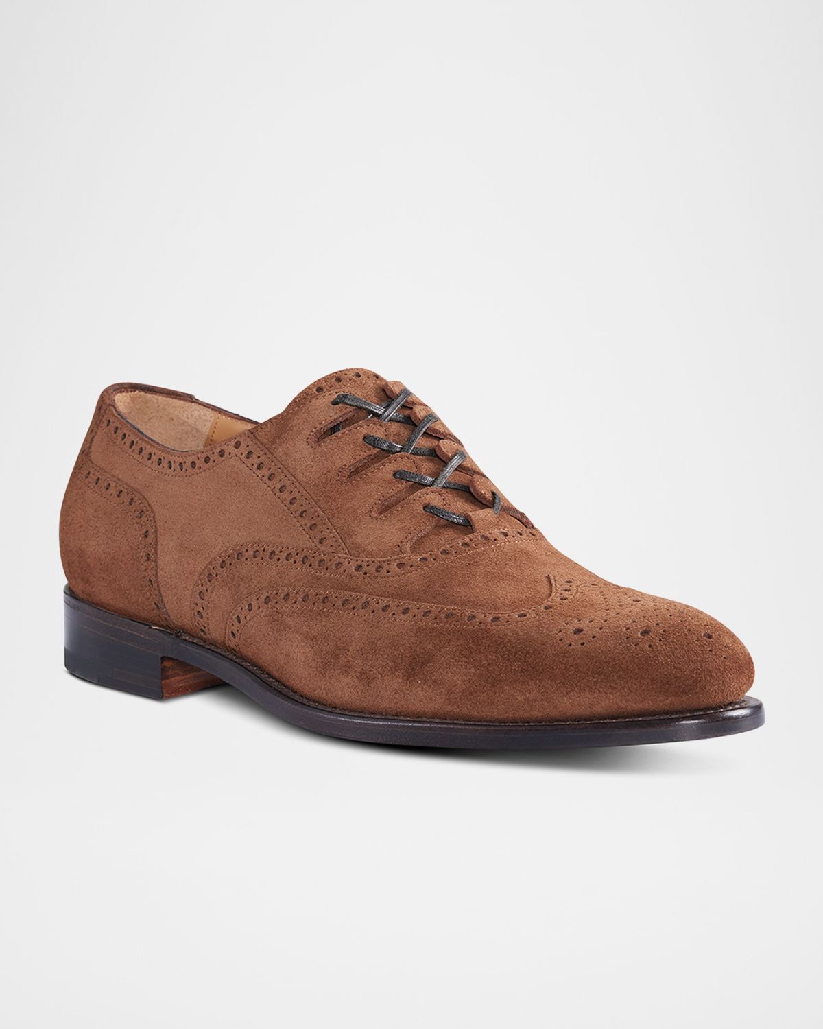 Paul Stuart Men 's Suede Brogue Wingtip Derby Shoes