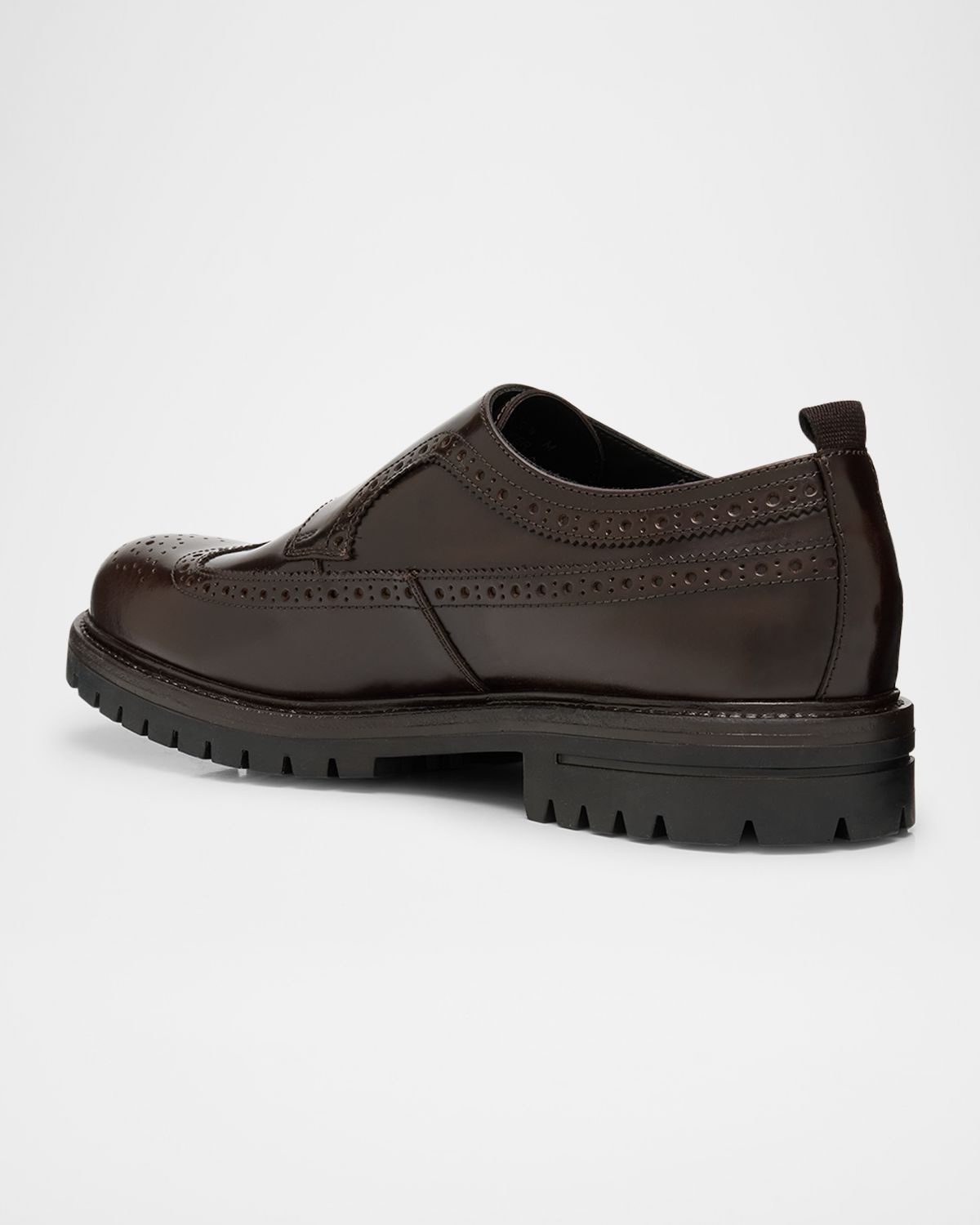 Paul Stuart Men 's Marcelo Cordovan Wingtip Brogue Monk Strap Loafers