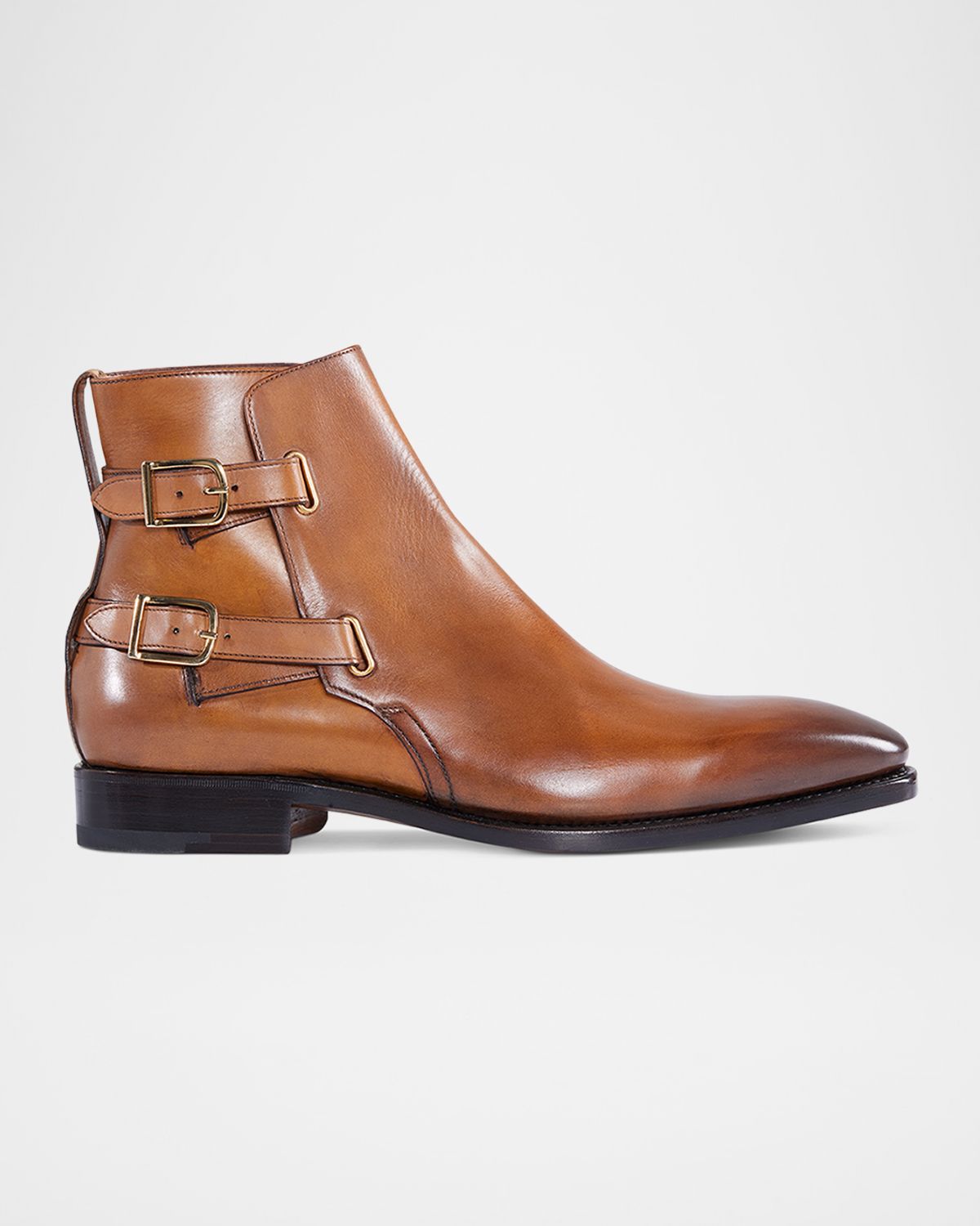 Paul Stuart Men 's Simon Double-Buckle Leather Ankle Boots