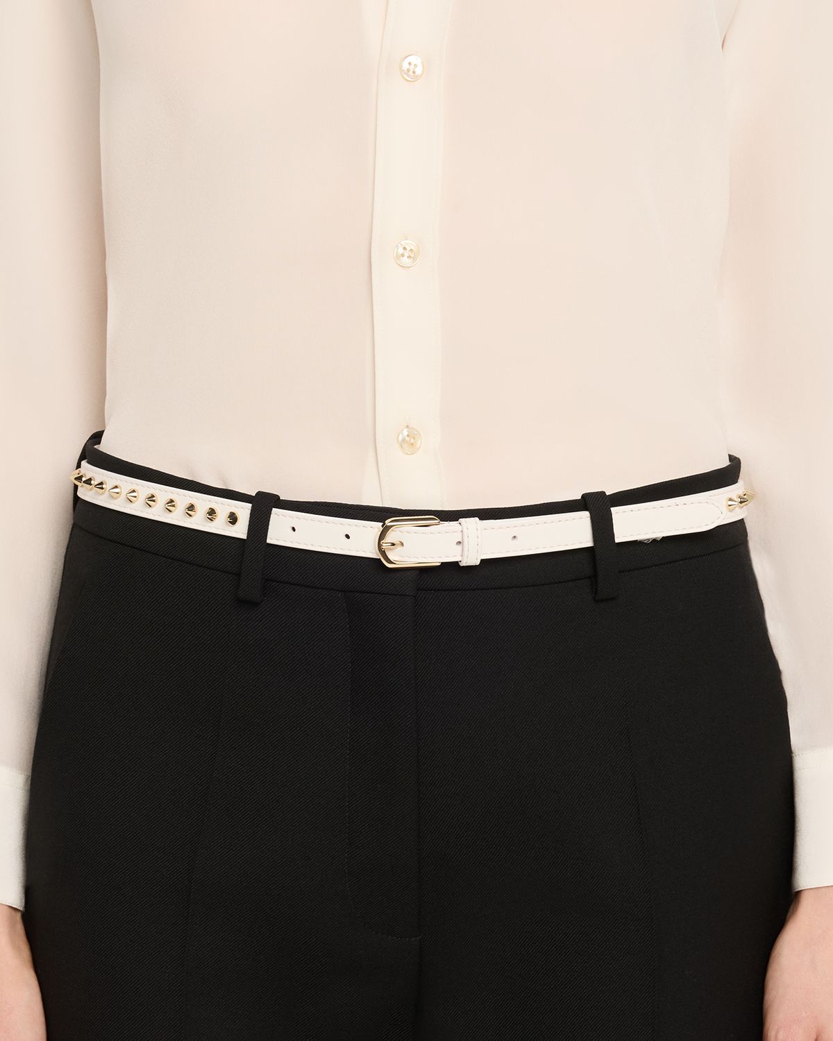 Christian Louboutin Cabata Paris Spike Skinny Belt in Calf Leather