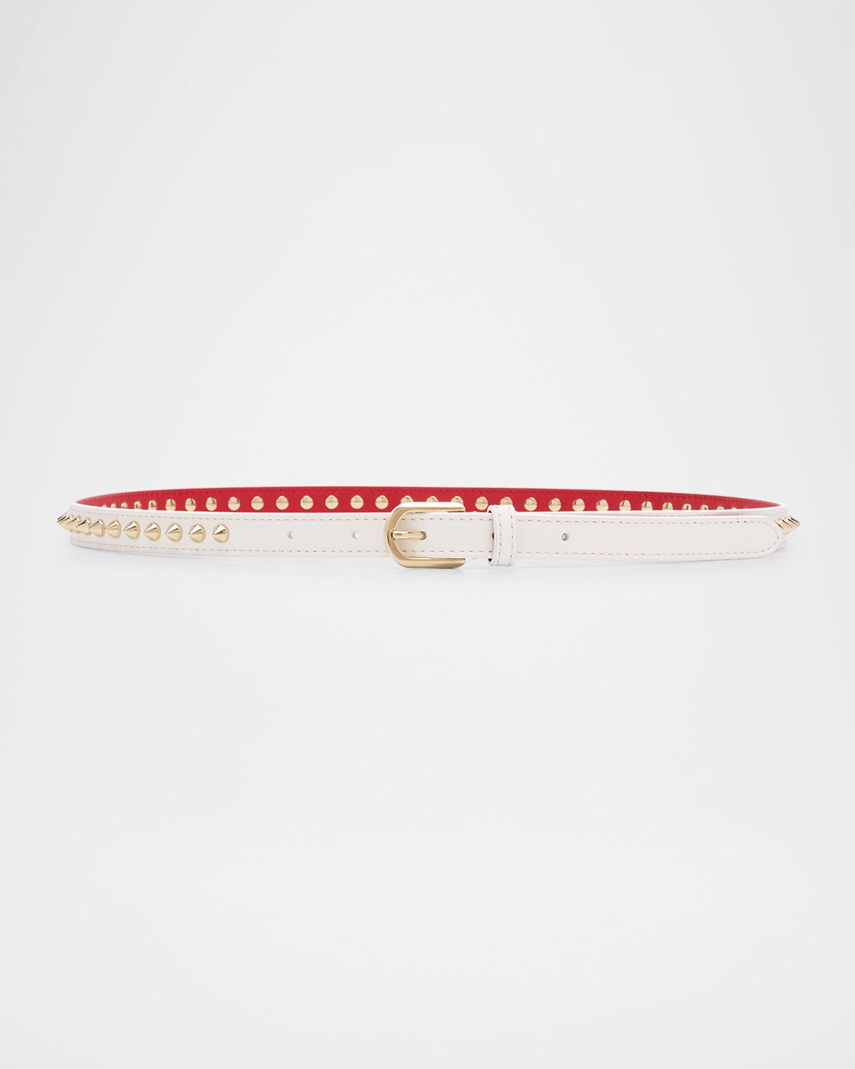 Christian Louboutin Cabata Paris Spike Skinny Belt in Calf Leather