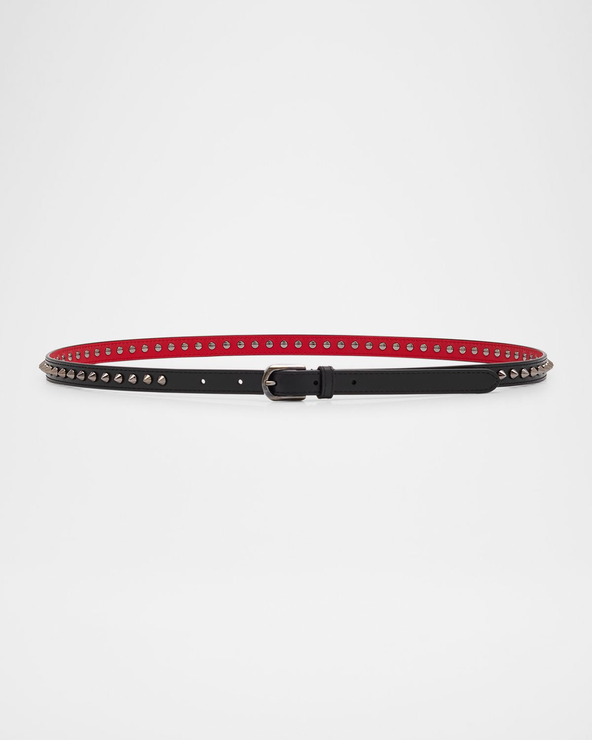 Christian Louboutin Cabata Paris Spike Skinny Belt in Calf Leather | Thumbnail 5