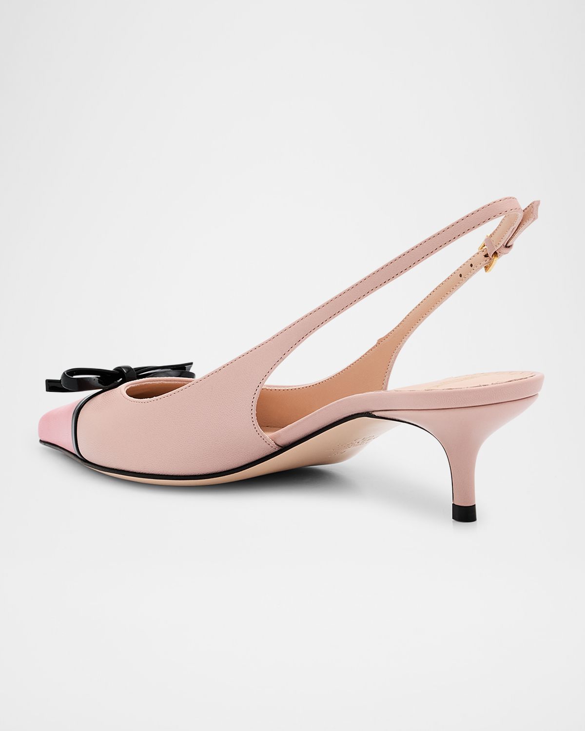 Valentino Garavani VLOGO Pointed Slingback Leather Kitten Pumps