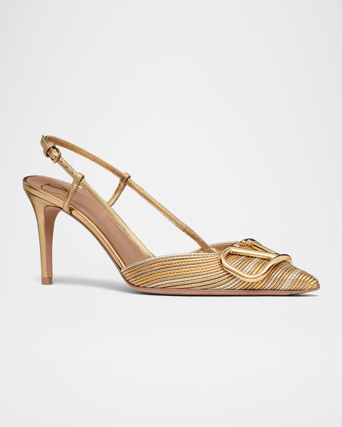 Valentino Garavani VLogo Metallic Slingback Pumps