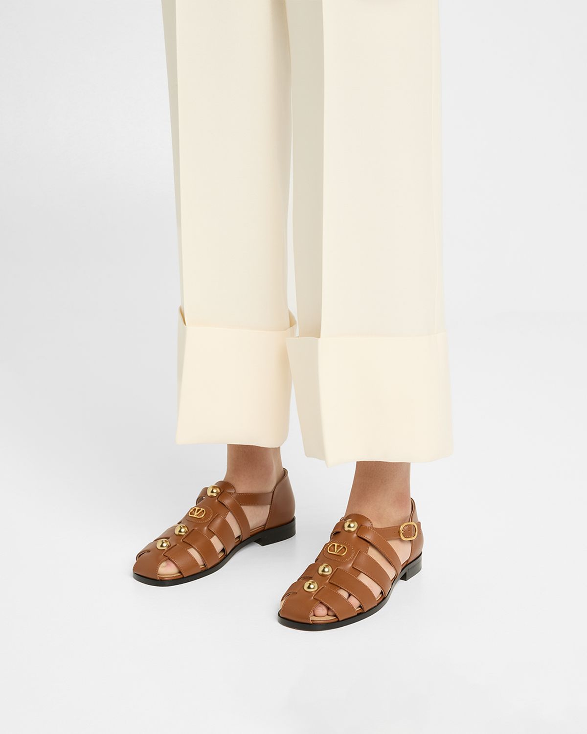 Valentino Garavani VLogo Stud Leather Fisherman Sandals