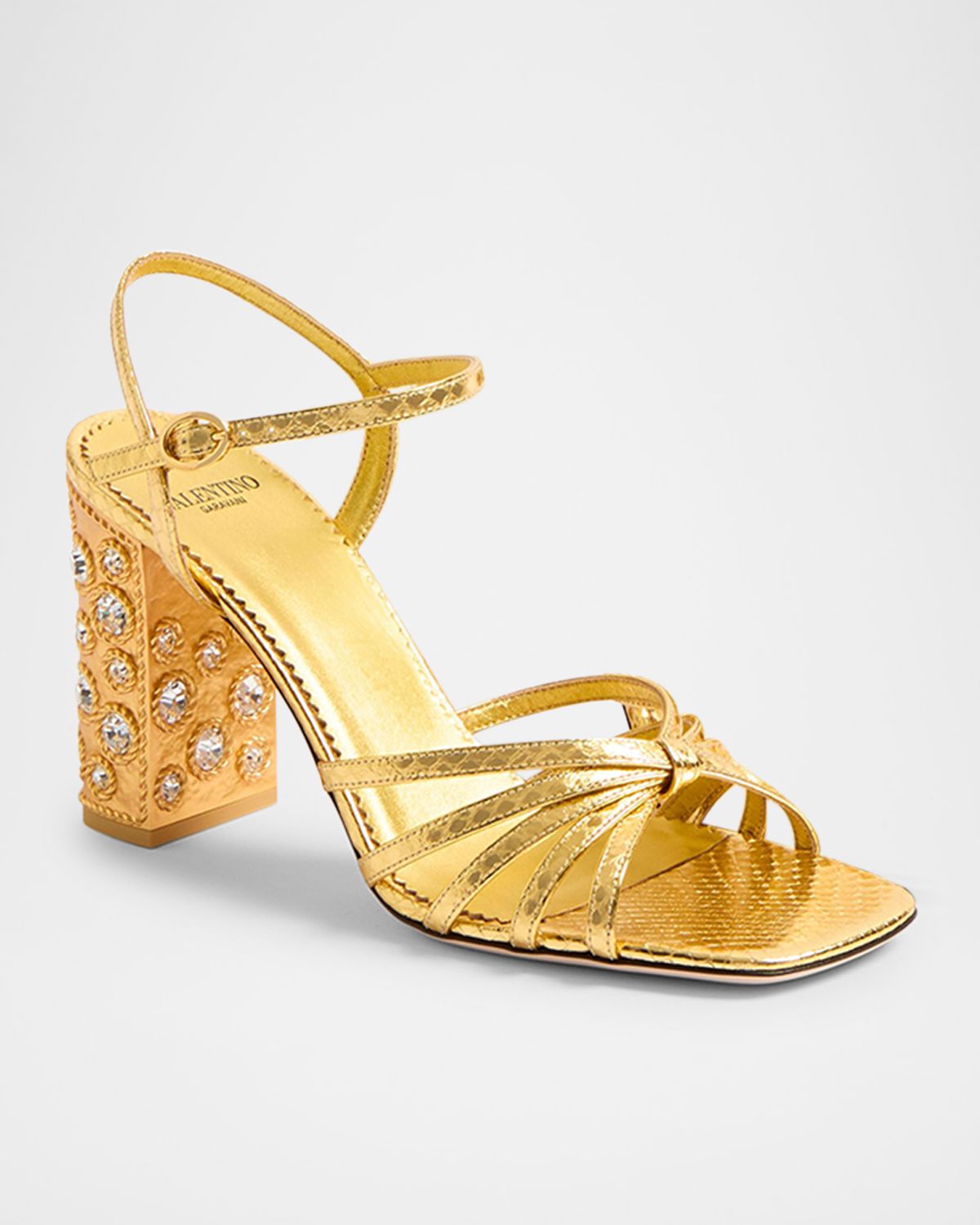 Valentino Garavani Metallic Jewel Ankle-Strap Sandals