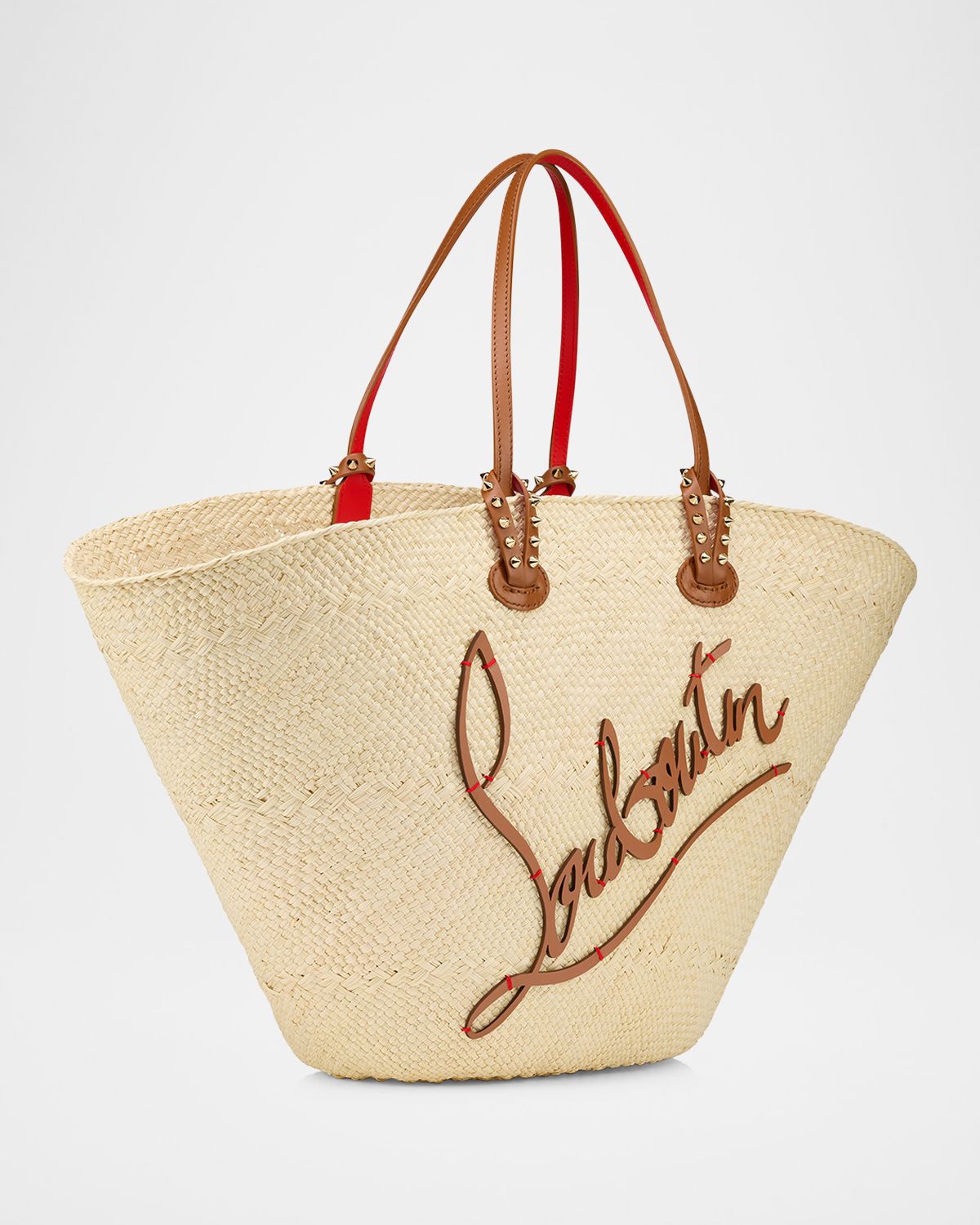 Christian Louboutin Cabata Large Basket Tote Bag in Raffia and Leather