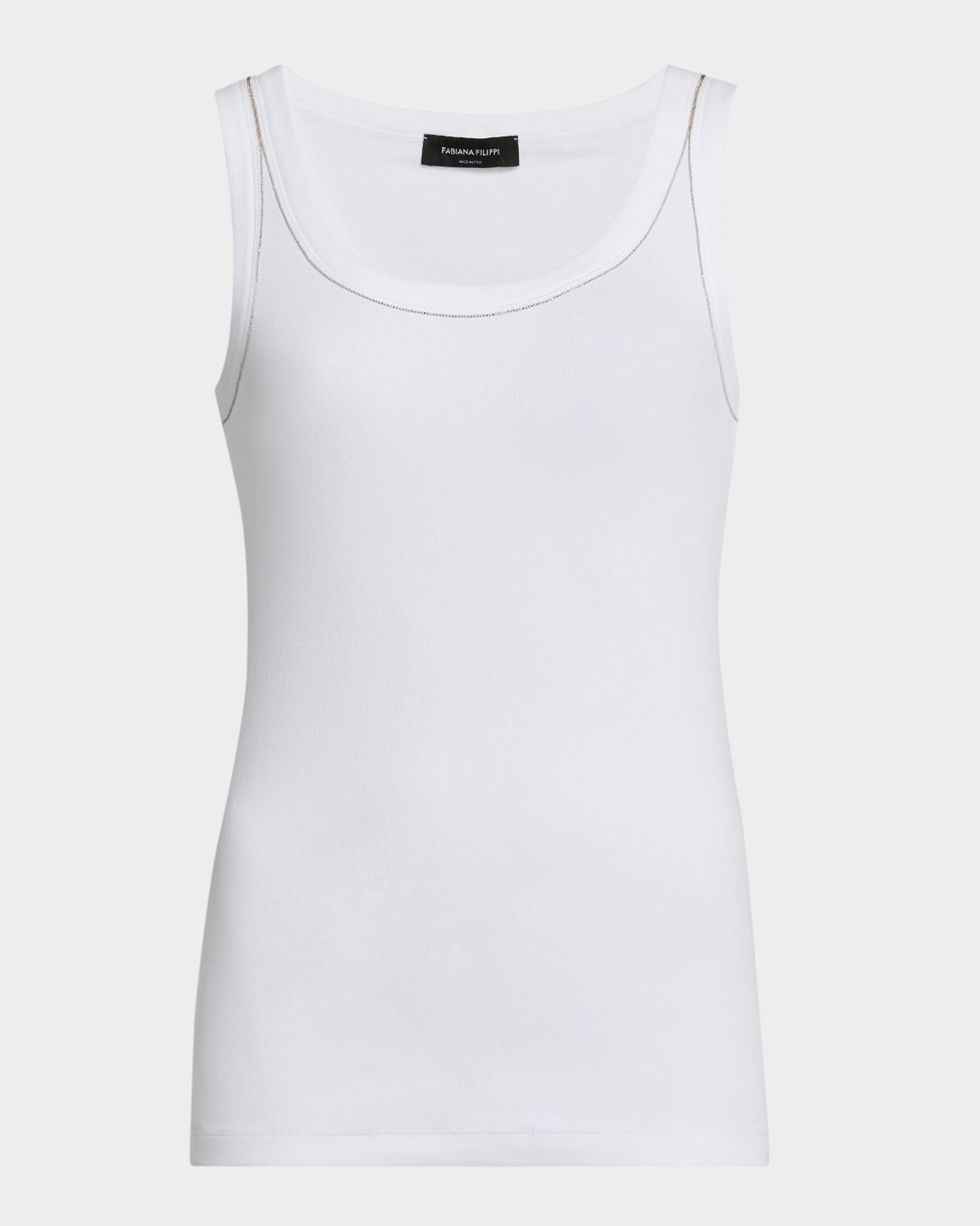 FABIANA FILIPPI Diamante-Trim Ribbed Jersey Tank