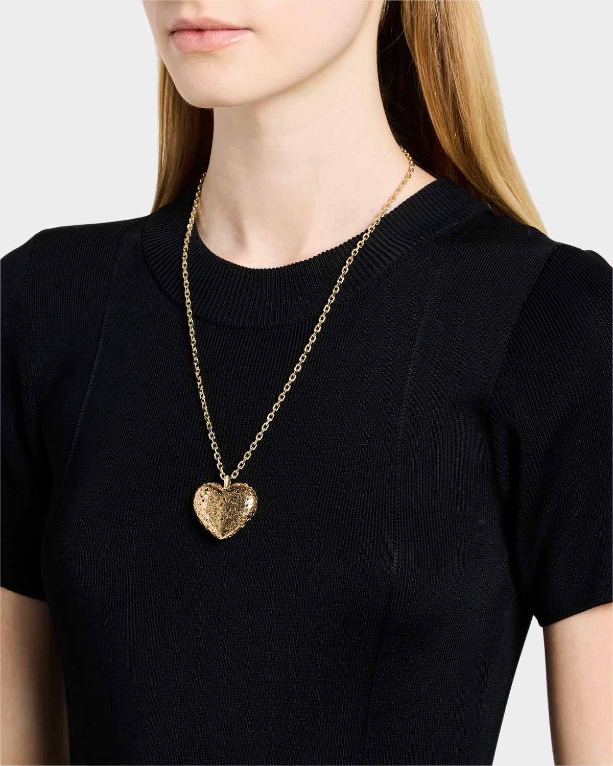 Sydney Evan 14K Gold XL Puffy Icon Wallpaper Heart Charm with Diamonds