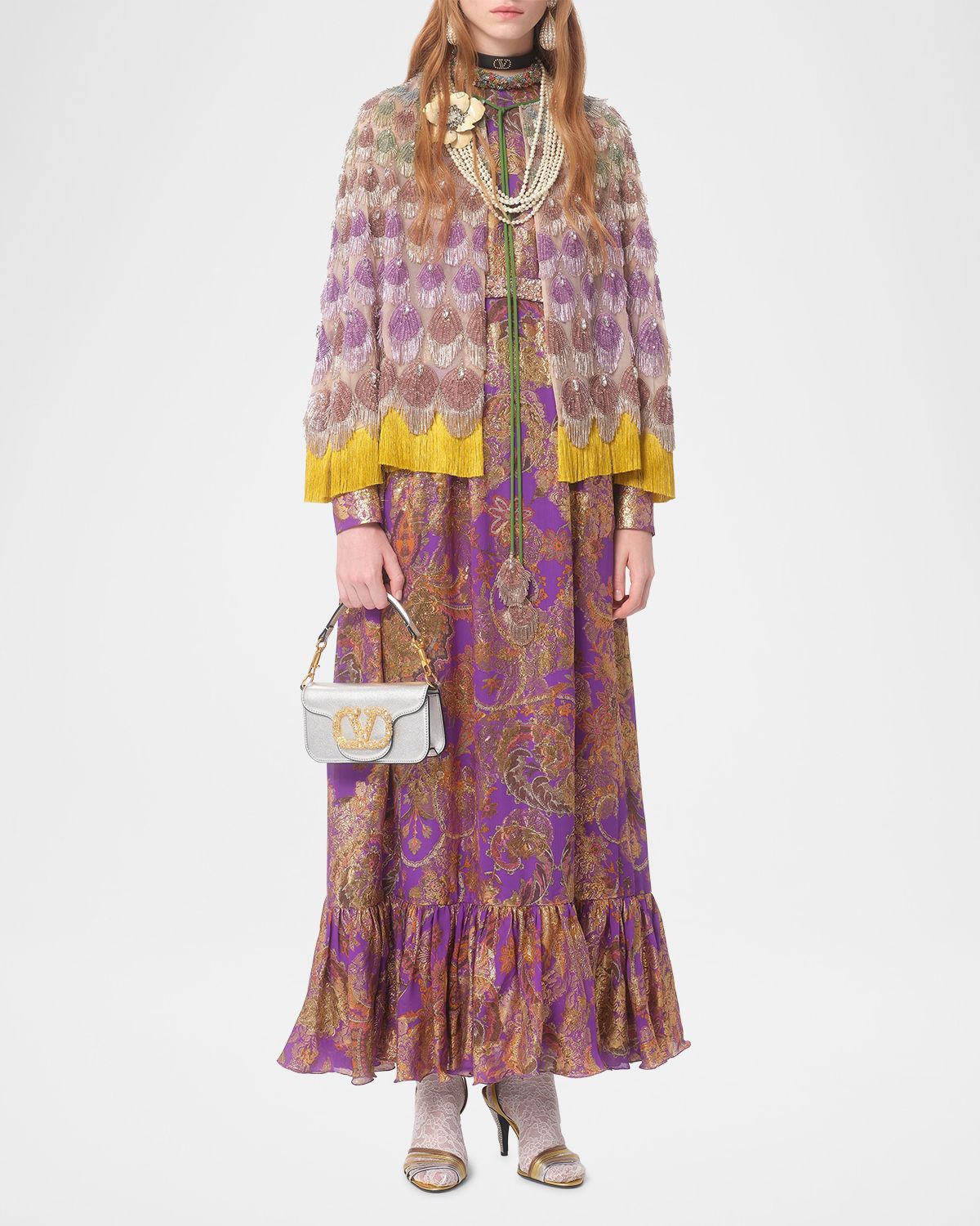 Valentino Garavani Loco Small Metallic Leather Shoulder Bag