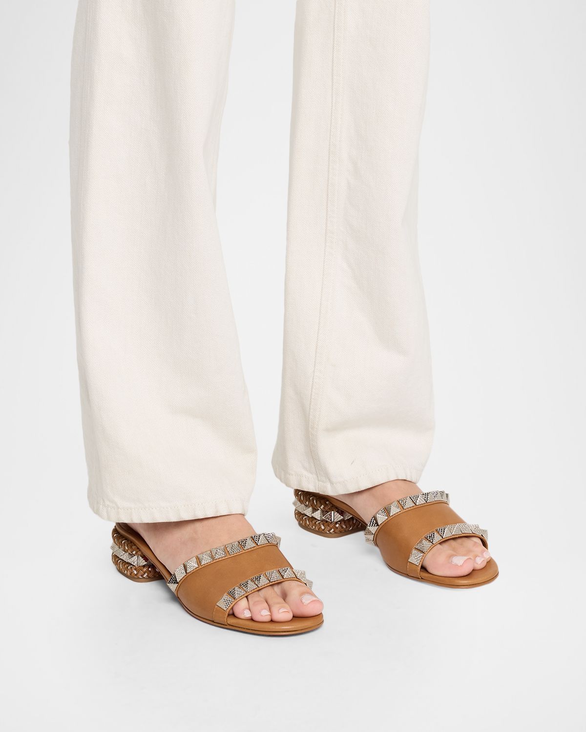 Christian Louboutin 30mm Pyramule Leather Spike Mule Sandals