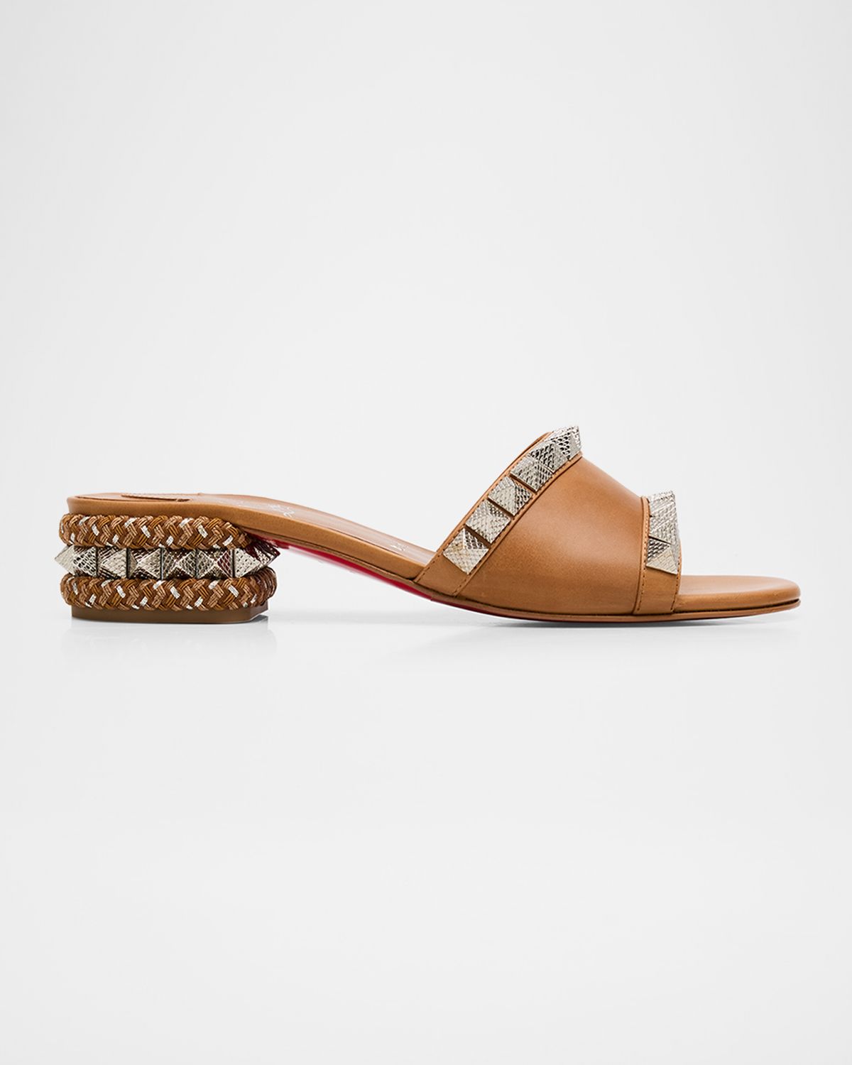 Christian Louboutin 30mm Pyramule Leather Spike Mule Sandals