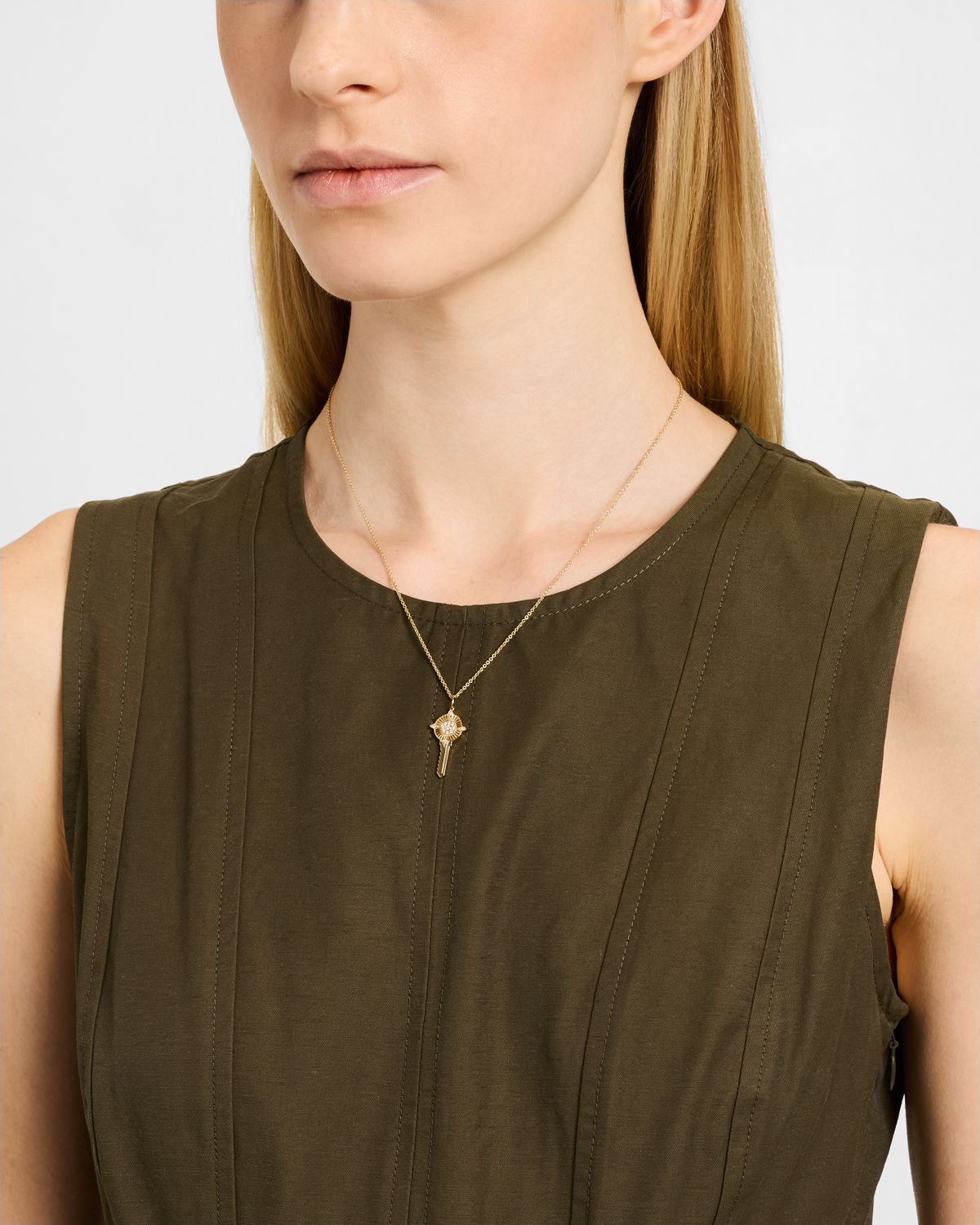 Sydney Evan Protection Key Charm on Cable Chain Necklace