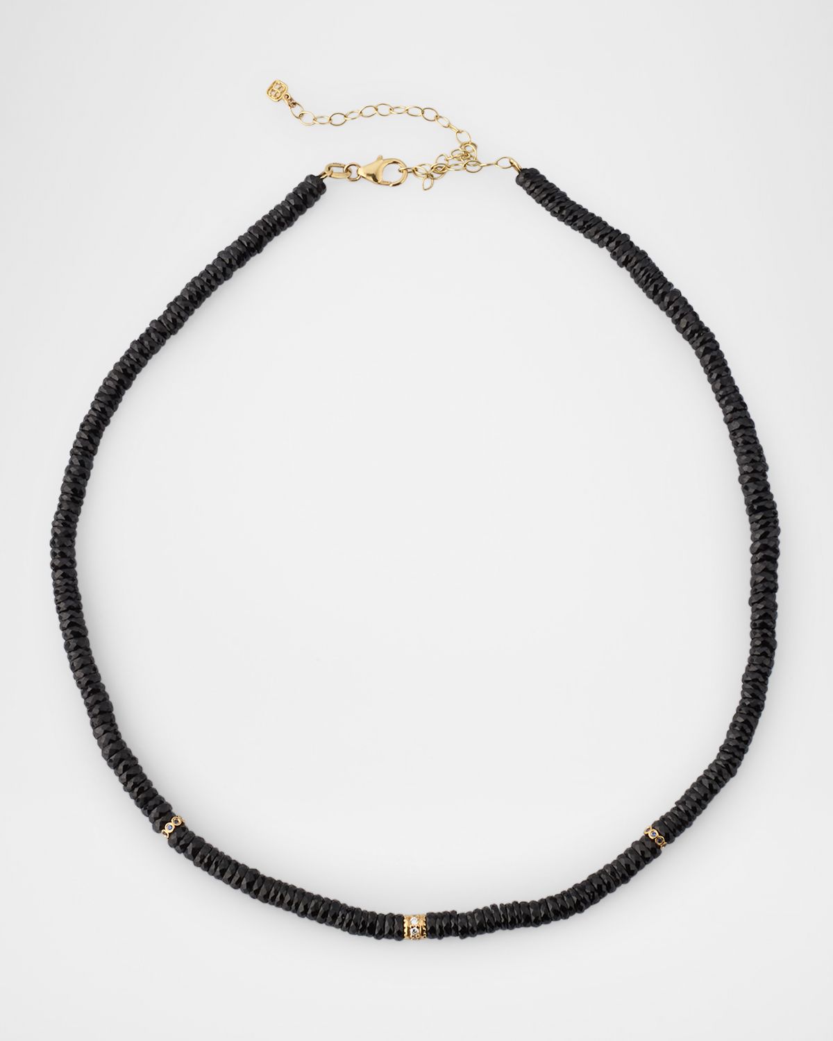 Sydney Evan 14K Yellow Gold Black Spinel Beaded Necklace with Diamonds and Sapphire