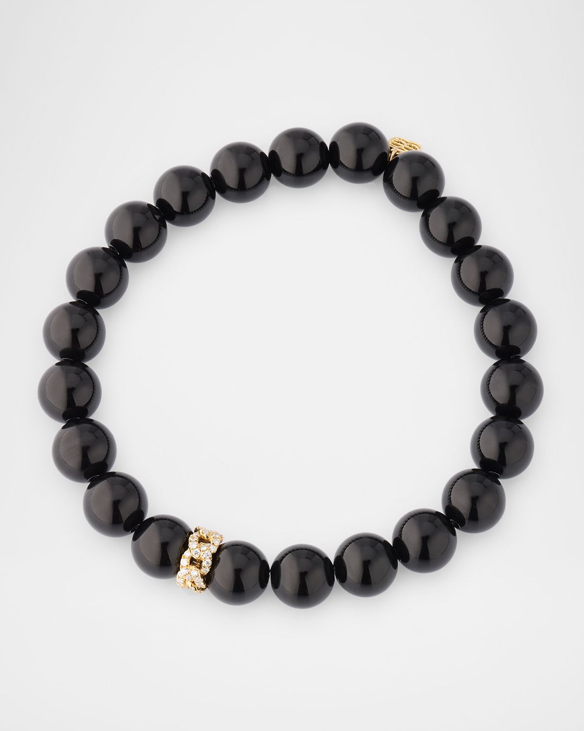 Sydney Evan 8mm Pave Link Rondelle and Onyx Bead Bracelet