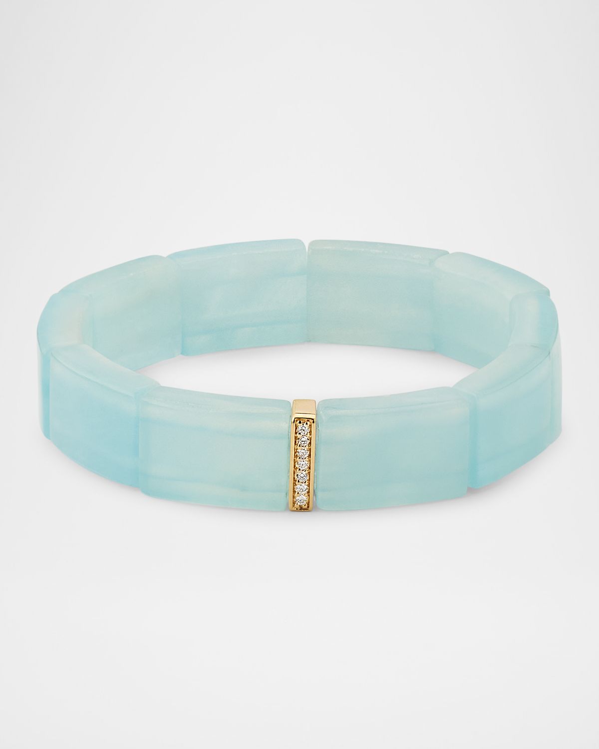 Sydney Evan Small Single Row Pave Spacer on Aquamarine Rectangle Bead Bracelet