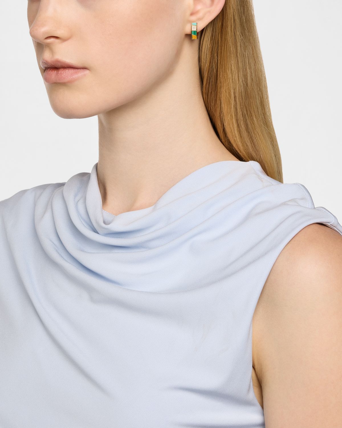 Sydney Evan 14K Yellow Gold Mosaic Hexagon Huggie Earrings with Diamonds